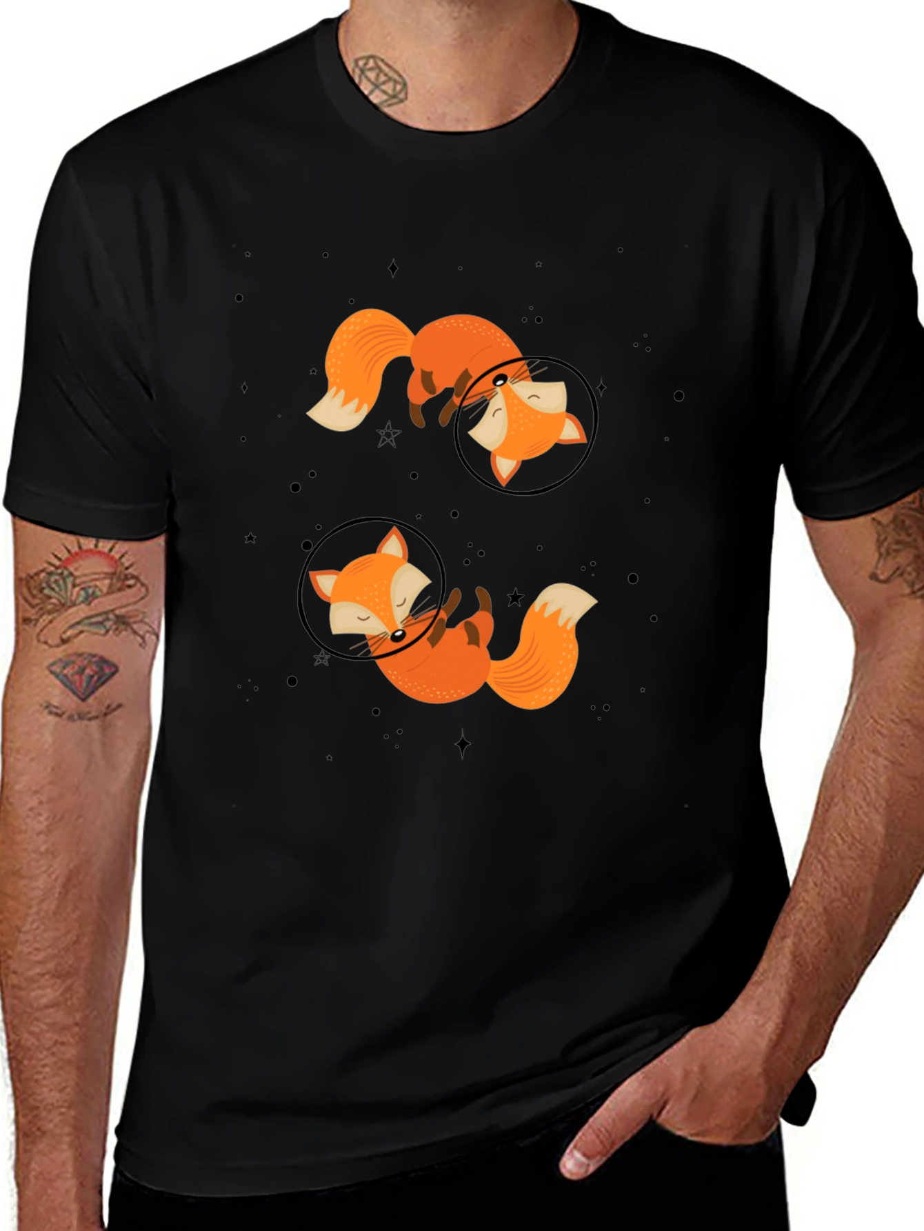 Variant 15 of Space Fox Graphic T-Shirt - Black
