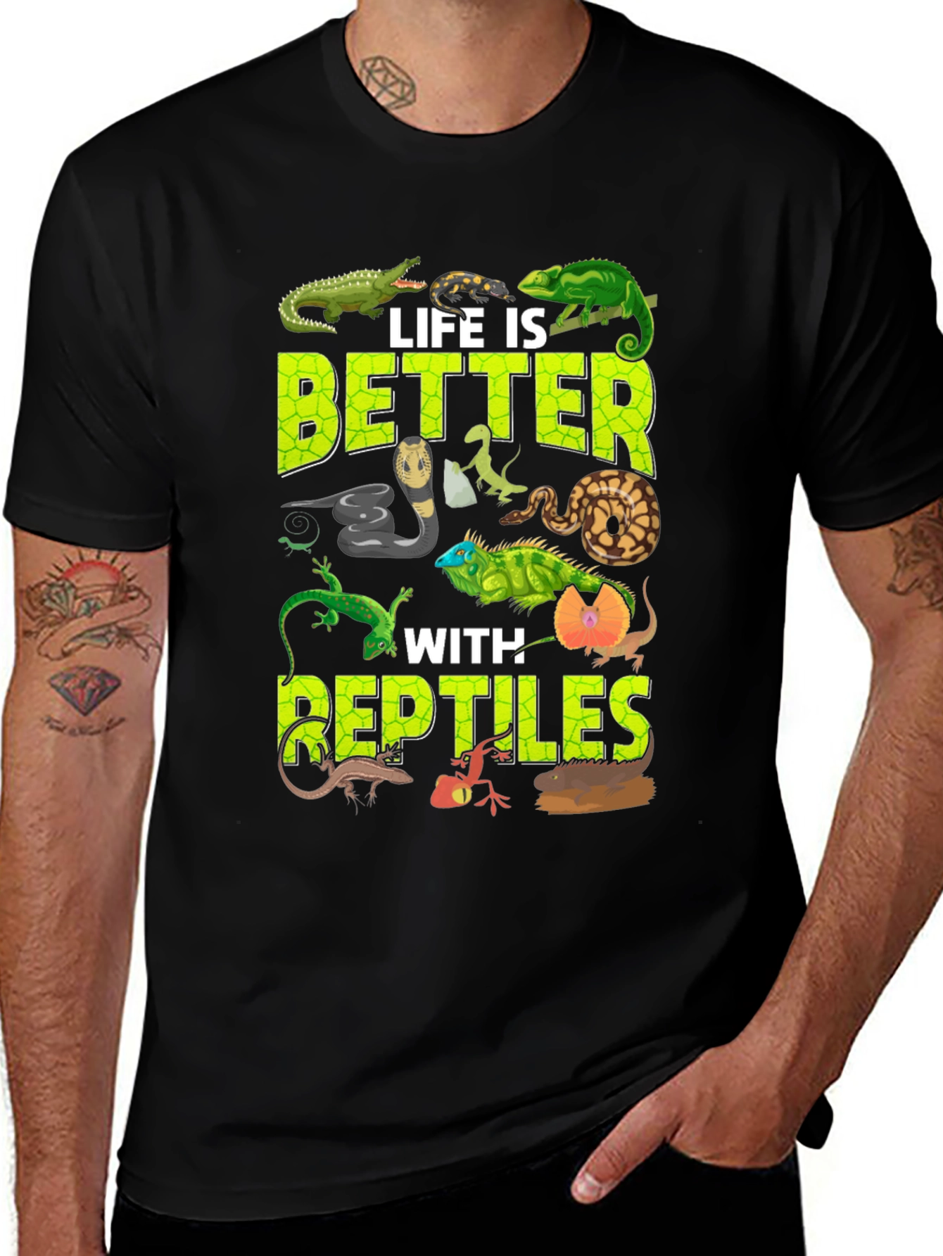Variant 9 of Life is Better with Reptiles Graphic T-Shirt