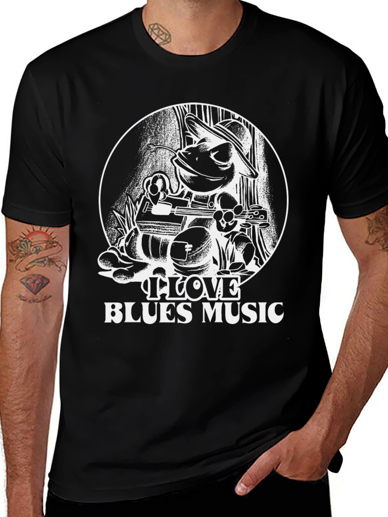 Variant 15 of I Love Blues Music Frog Graphic T-Shirt