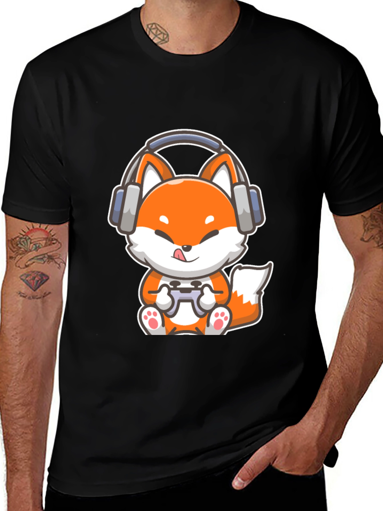 Variant 8 of Gamer Fox T-Shirt - Cute Cartoon Design