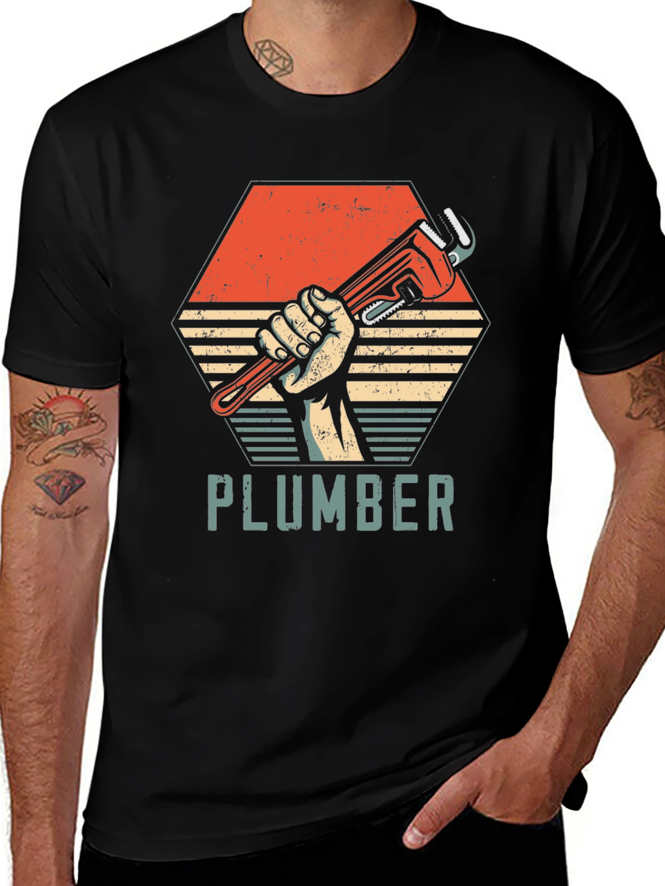 Plumber Wrench Graphic Tee - Retro Style