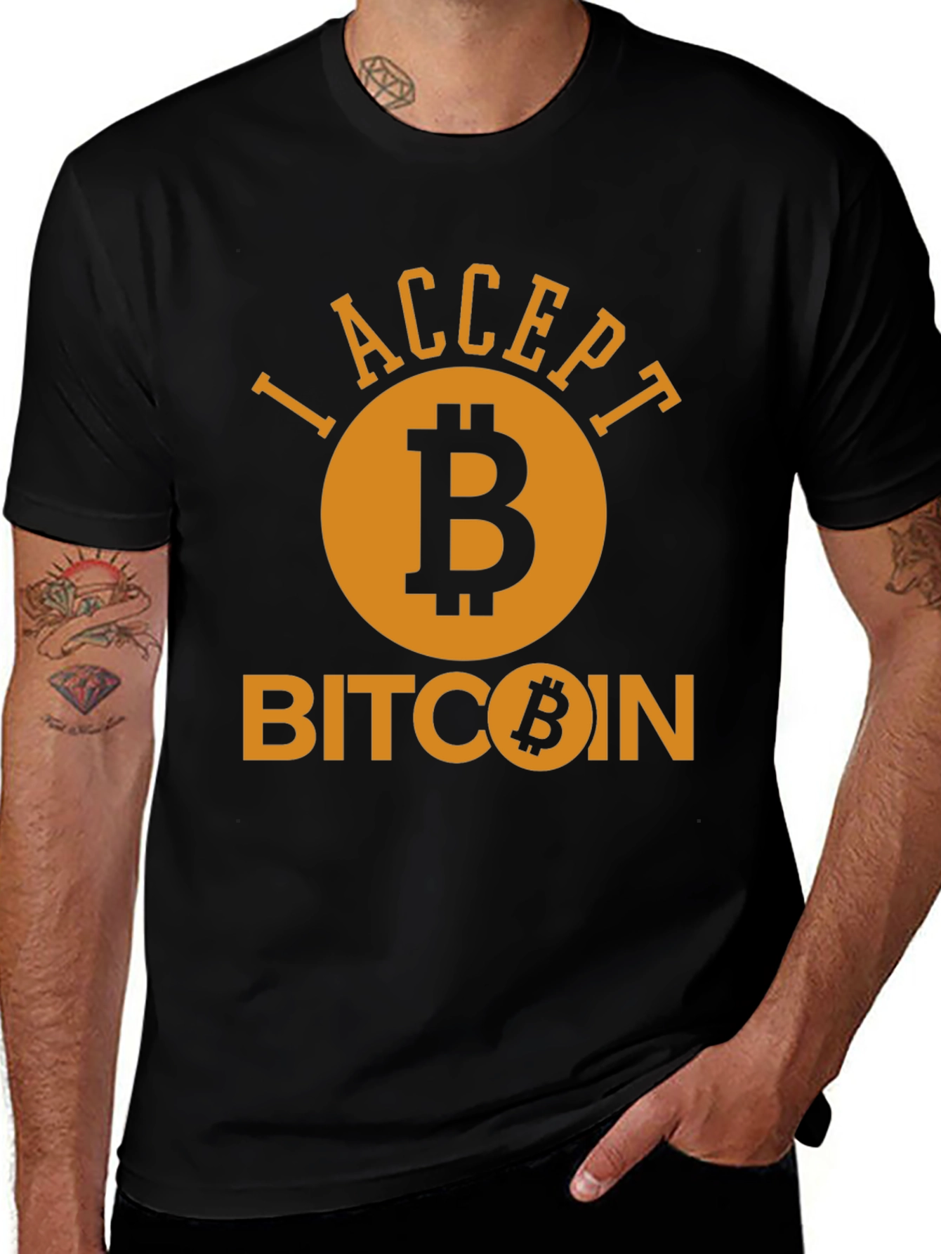 Variant 4 of I Accept Bitcoin Black T-Shirt