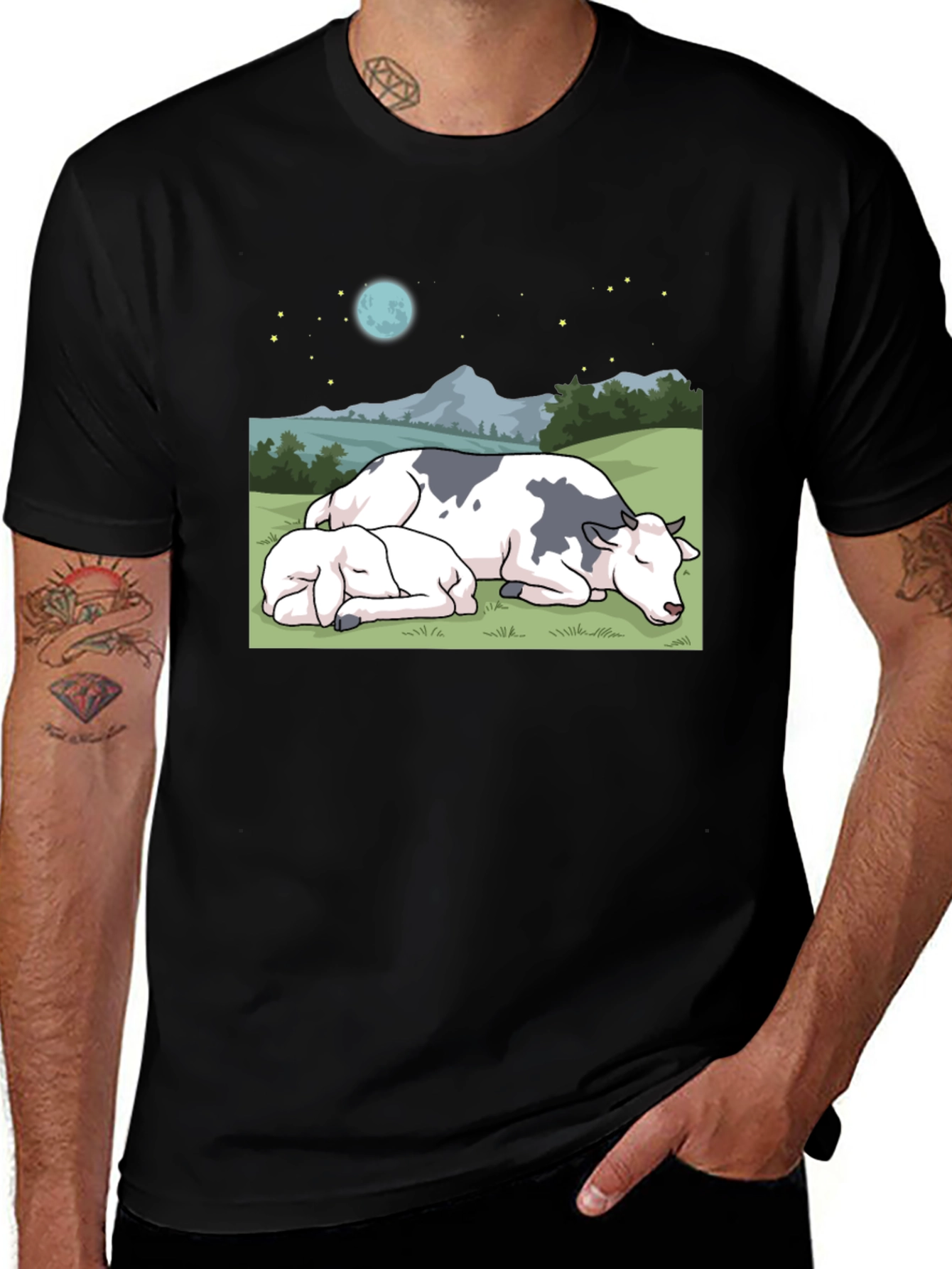 Variant 28 of Cow & Calf Night Scene T-Shirt