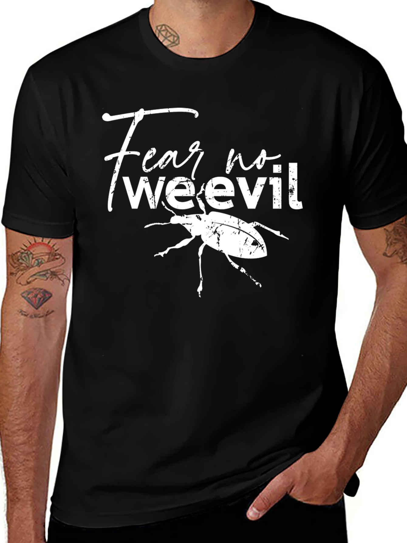 Variant 15 of Fear No Weevil Funny Graphic Tee - Black