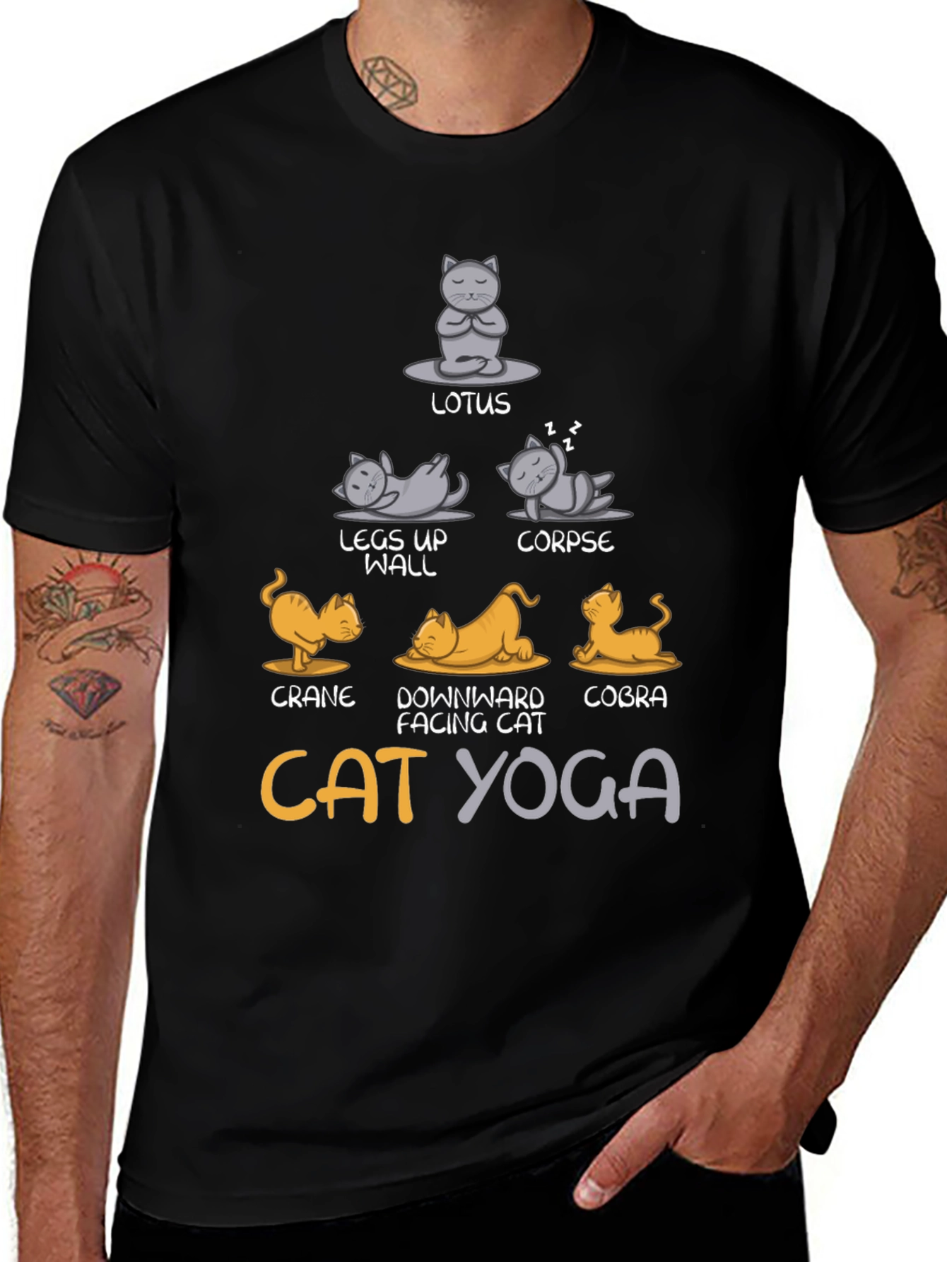 Variant 24 of Cat Yoga T-Shirt - Lotus, Cobra, Crane Poses