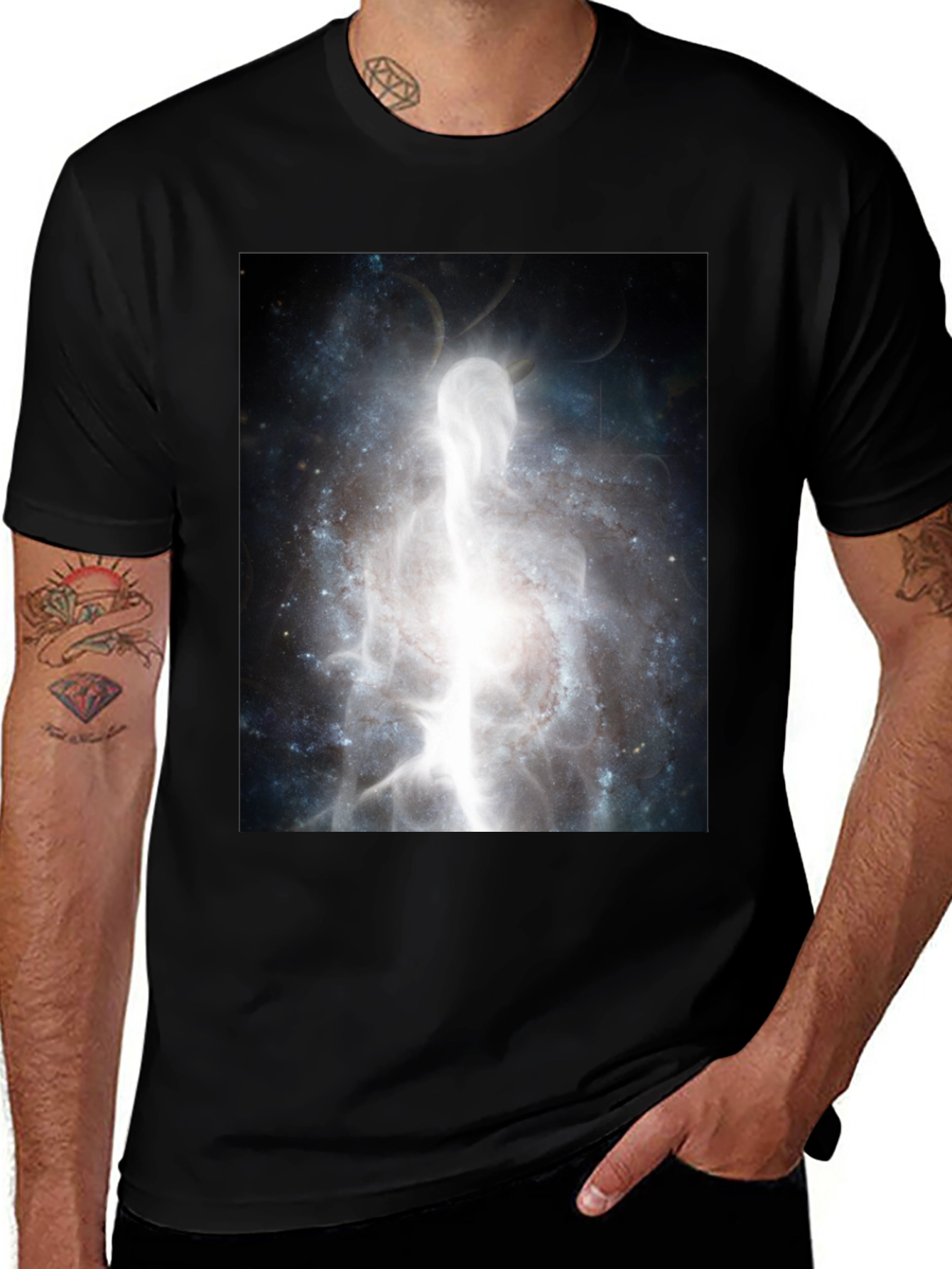 Variant 28 of Celestial Being Graphic Print Black T-Shirt