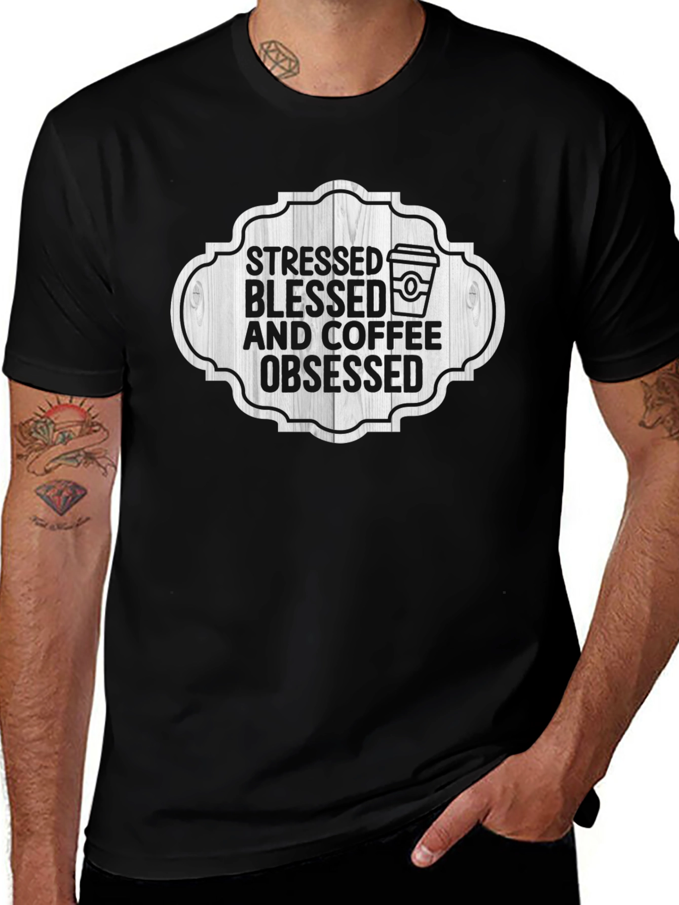 Variant 10 of Stressed Blessed Coffee Obsessed T-Shirt