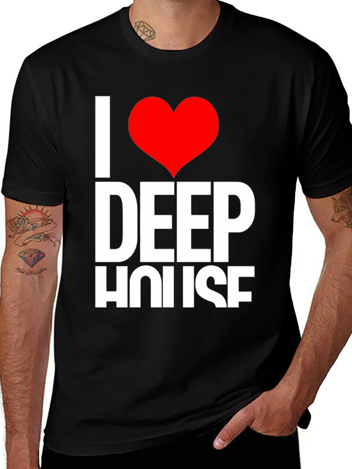 Variant 7 of I Heart Deep House Black T-Shirt