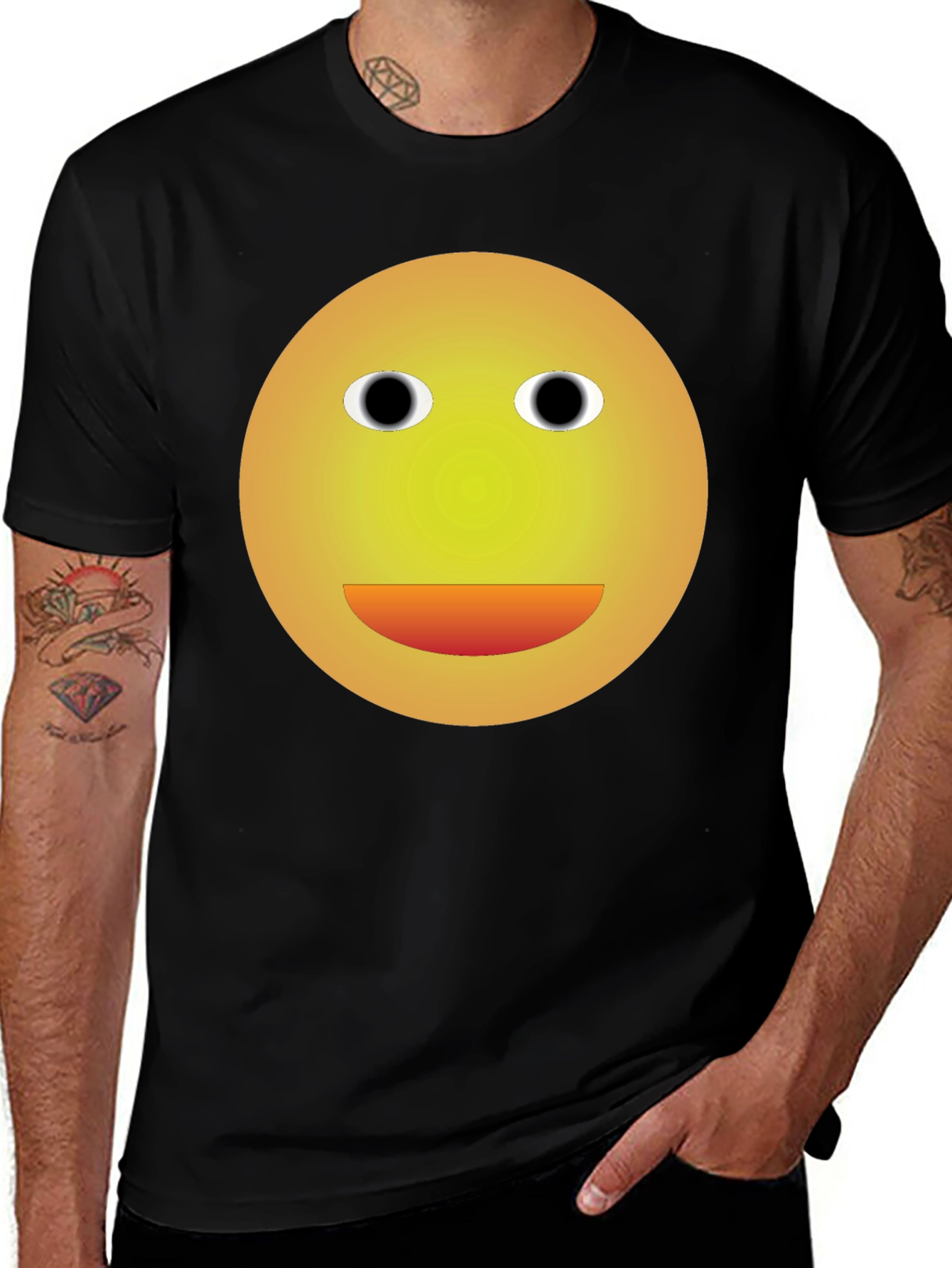 Variant 22 of Smiley Face Graphic Tee - Black Cotton Blend T-Shirt