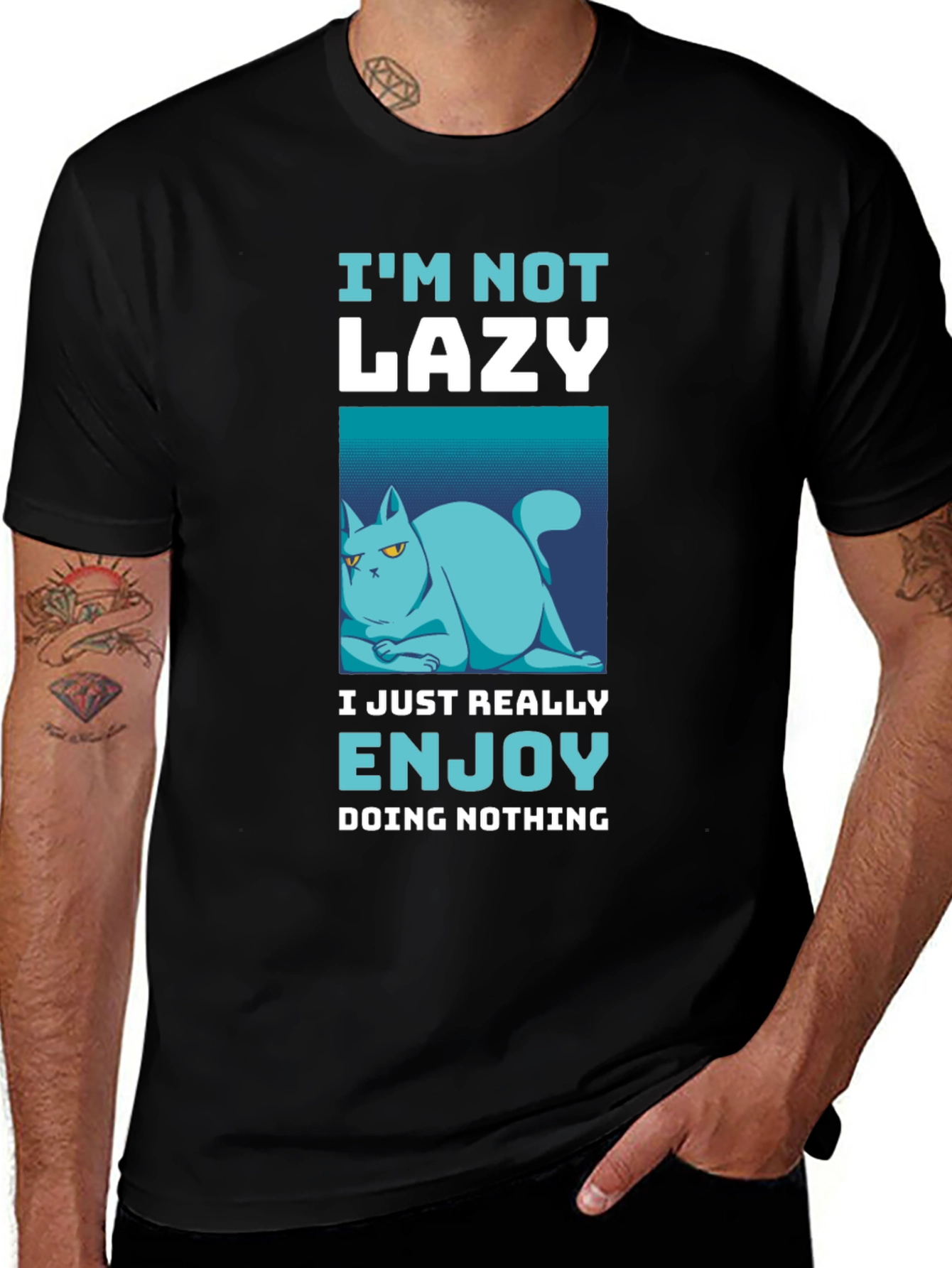 Variant 28 of Funny Lazy Cat Graphic T-Shirt