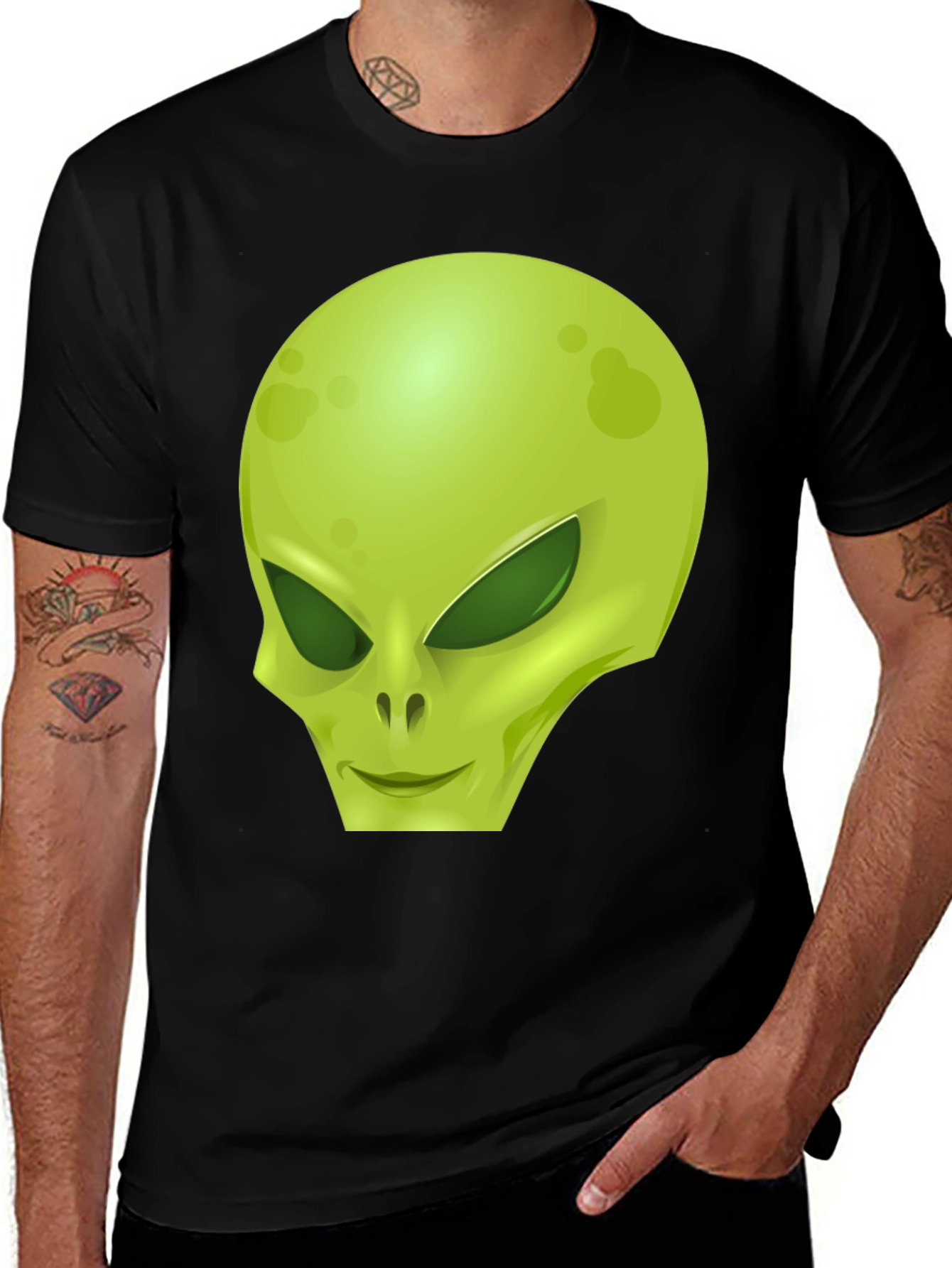 Variant 28 of Alien Graphic Tee - Black Cotton Blend