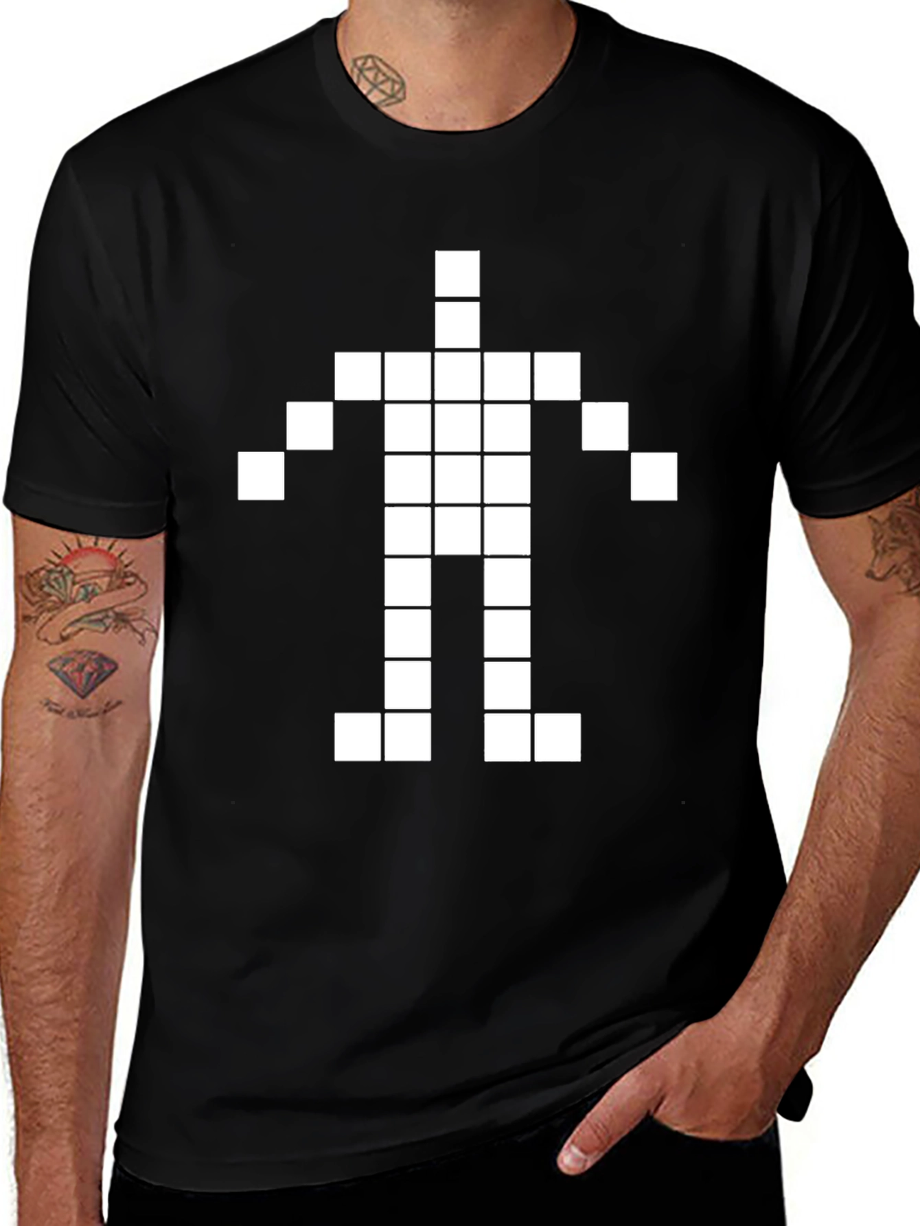Variant 20 of Pixel Man Black T-Shirt - Retro Gaming Style