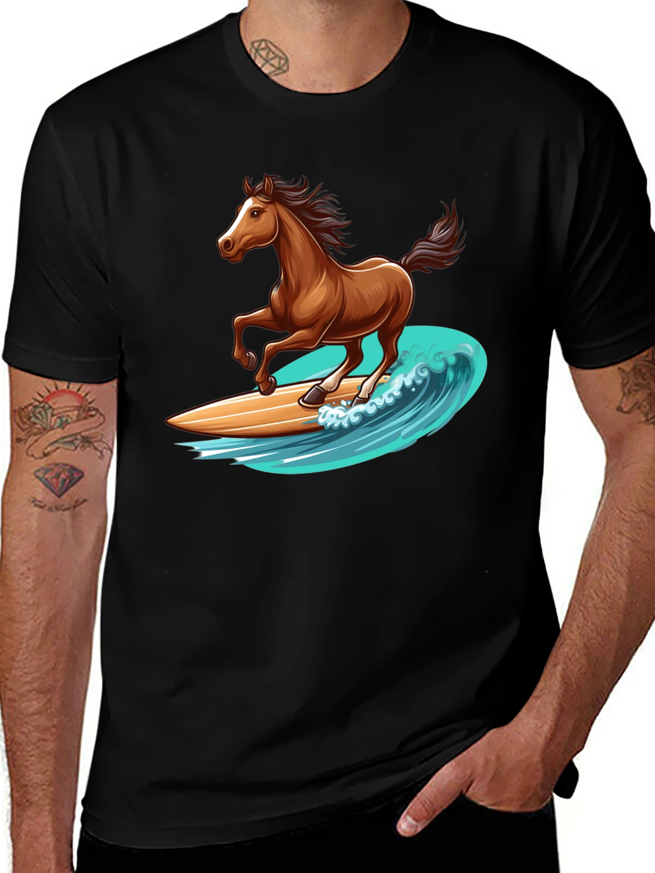 Variant 5 of Horse Surfing Wave Graphic T-Shirt