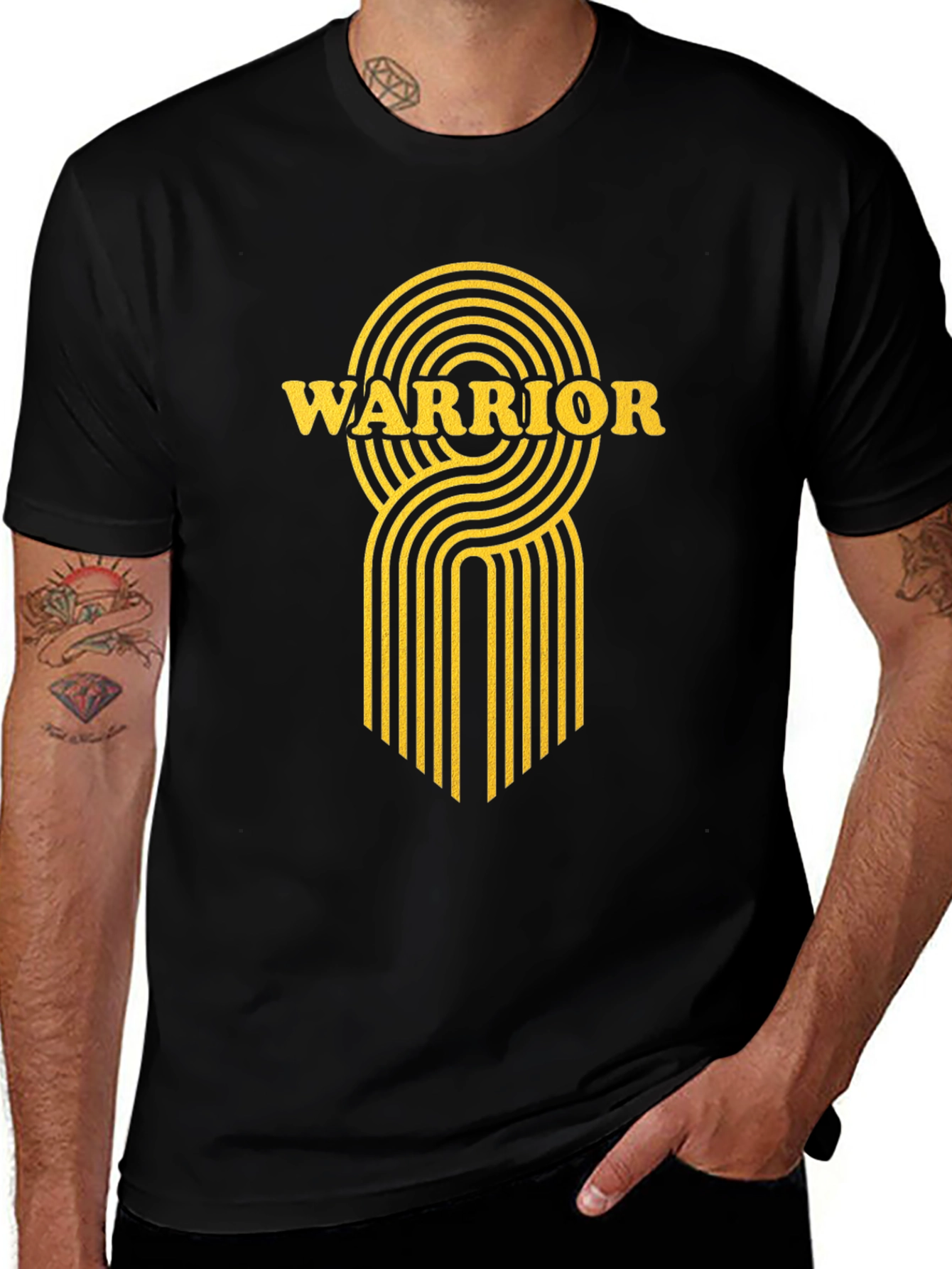 Variant 29 of Warrior Graphic Print Black T-Shirt