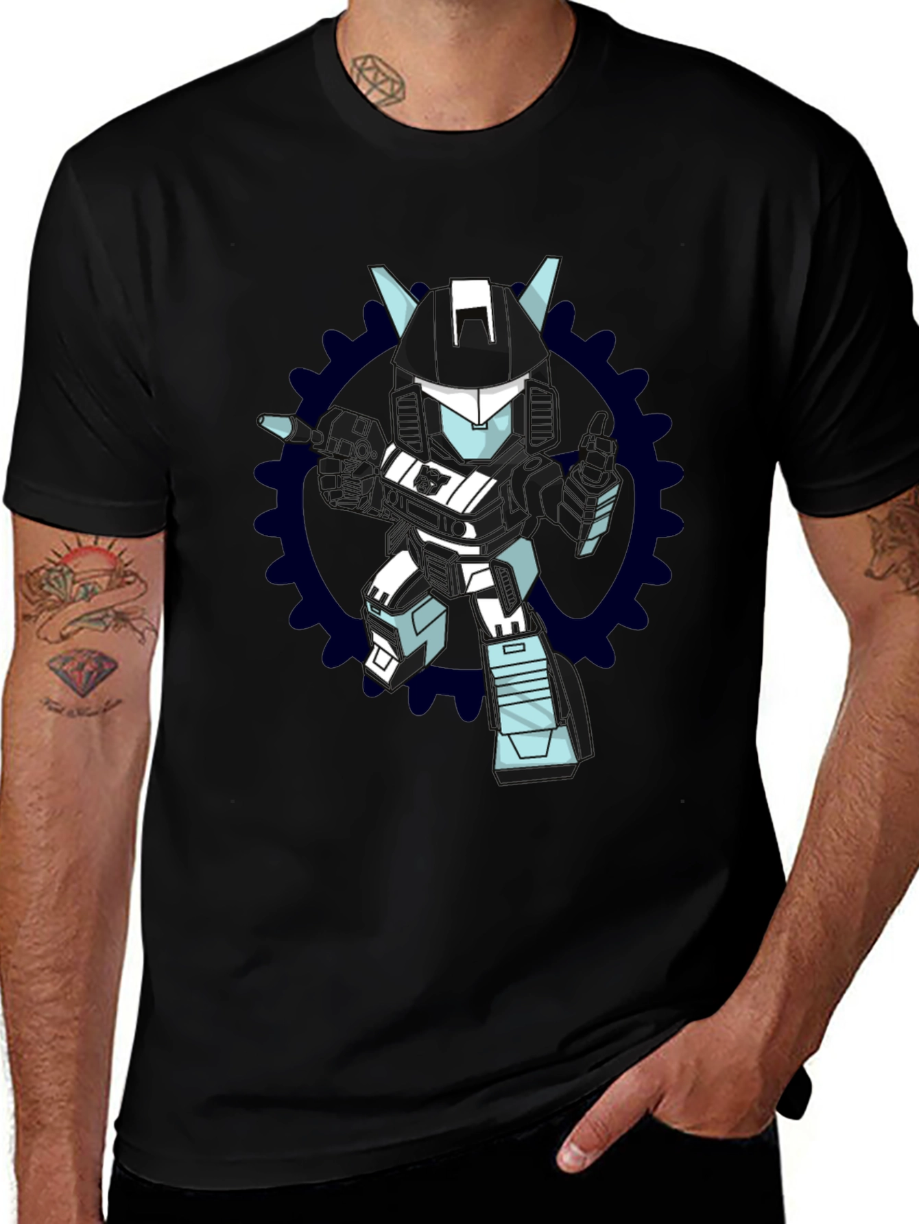 Variant 12 of Robot Graphic Black T-Shirt