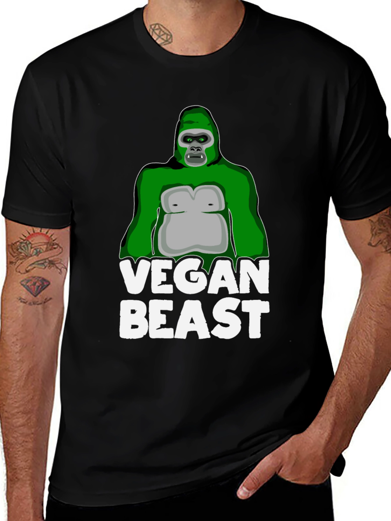 Variant 11 of Vegan Beast Gorilla T-Shirt - Black