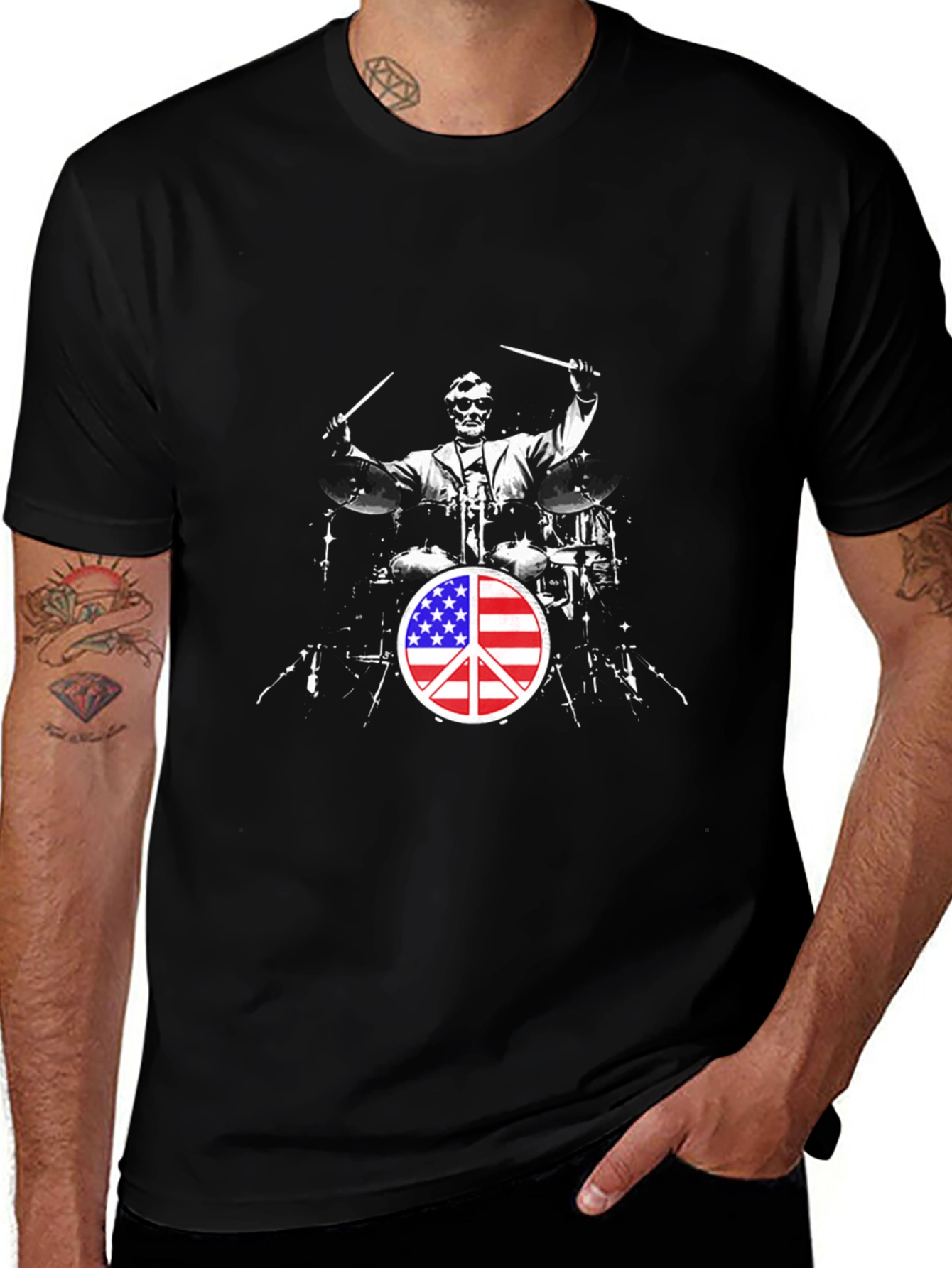 Peace Drummer T-Shirt - USA Flag Patriotic