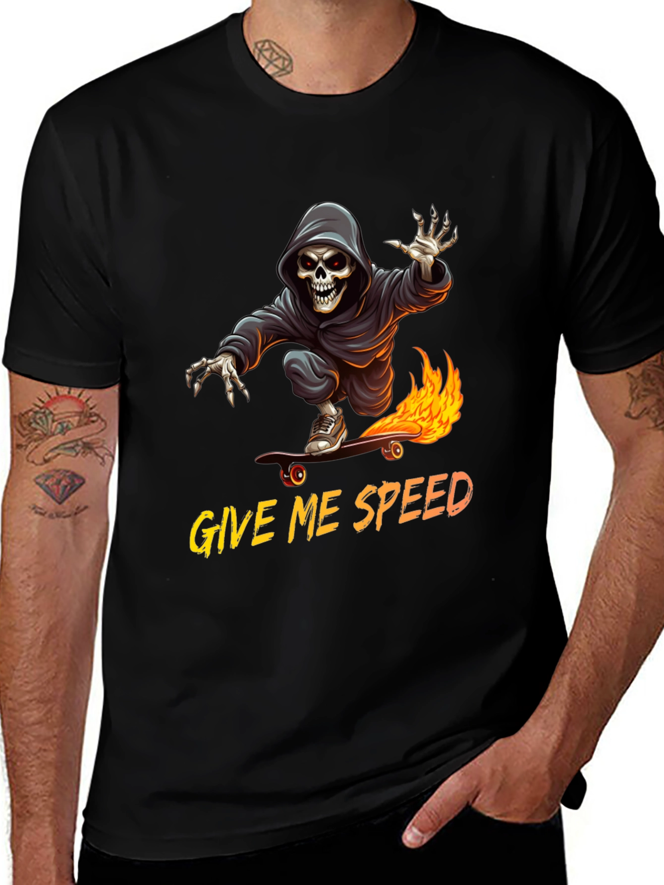 Variant 7 of Grim Reaper Skateboard T-Shirt - "Give Me Speed"