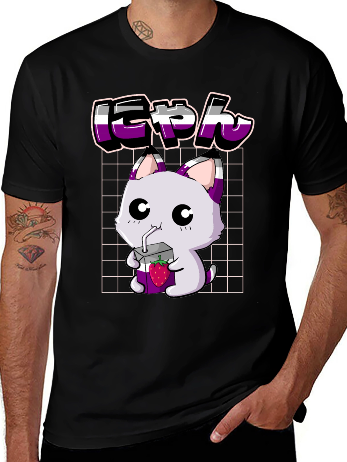 Asexual Pride Anime Cat T-Shirt