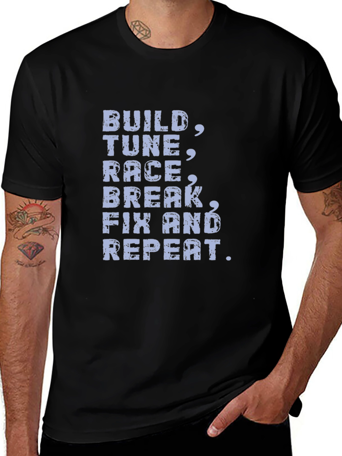 Variant 30 of Build, Tune, Race, Repeat Graphic Tee