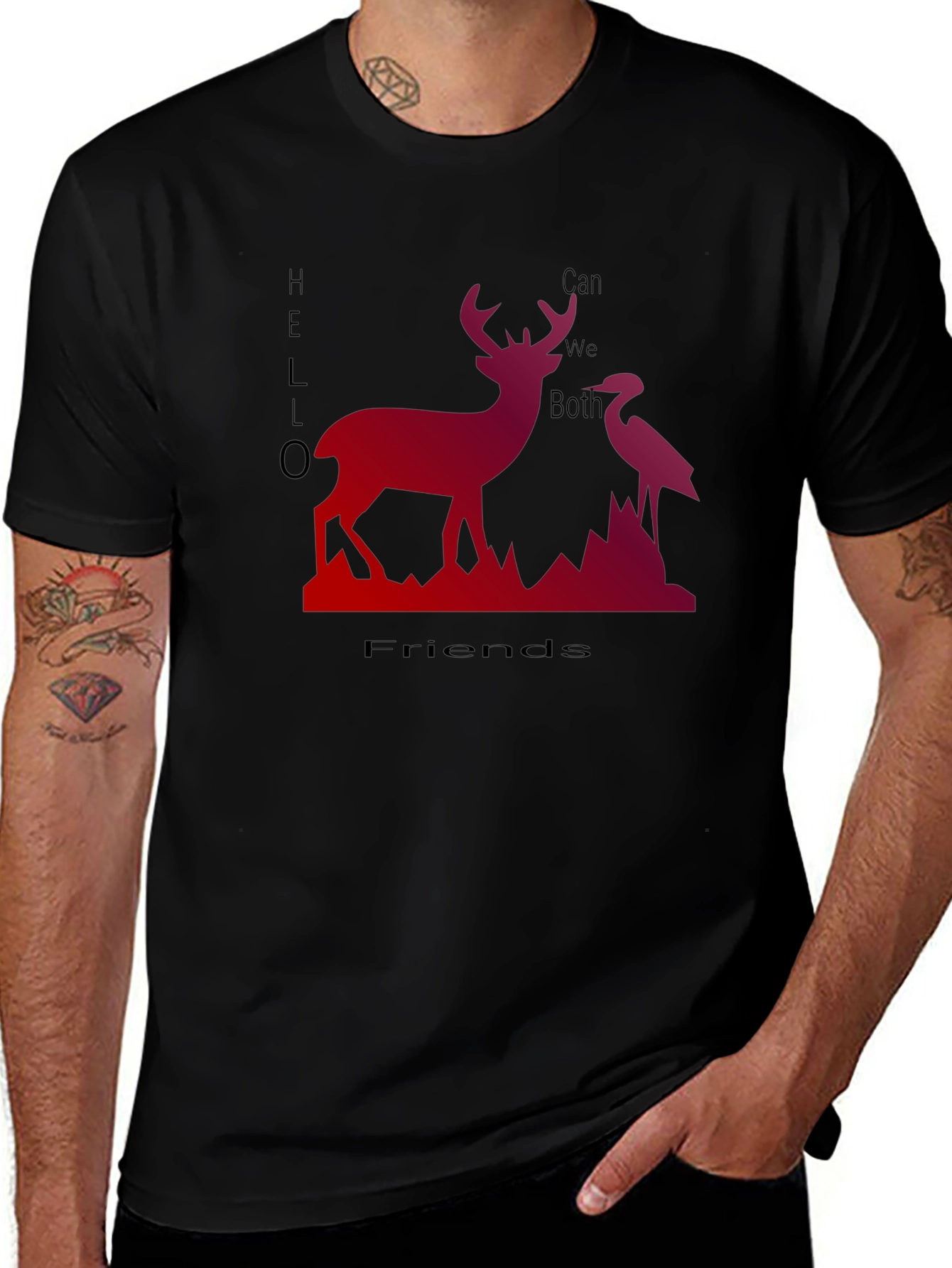 Variant 3 of Deer & Heron Graphic Tee - Hello Friends