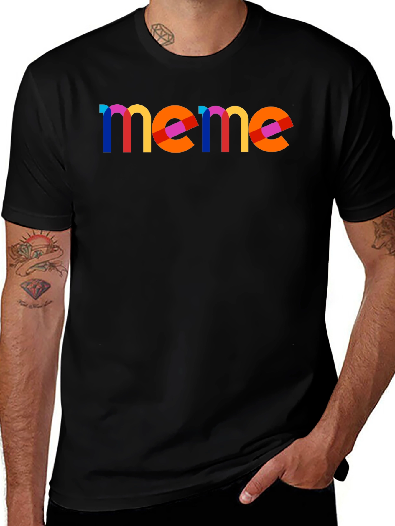 Variant 18 of Colorful "Meme" Graphic T-Shirt