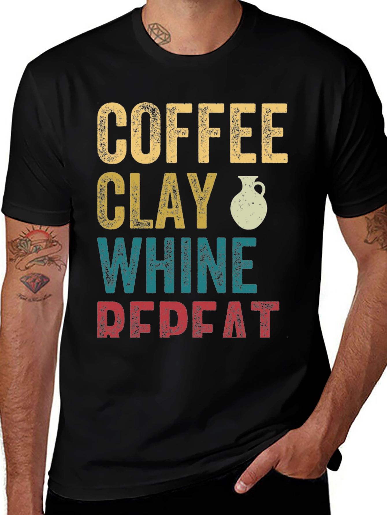 Variant 11 of Coffee Clay Whine Repeat Graphic T-Shirt