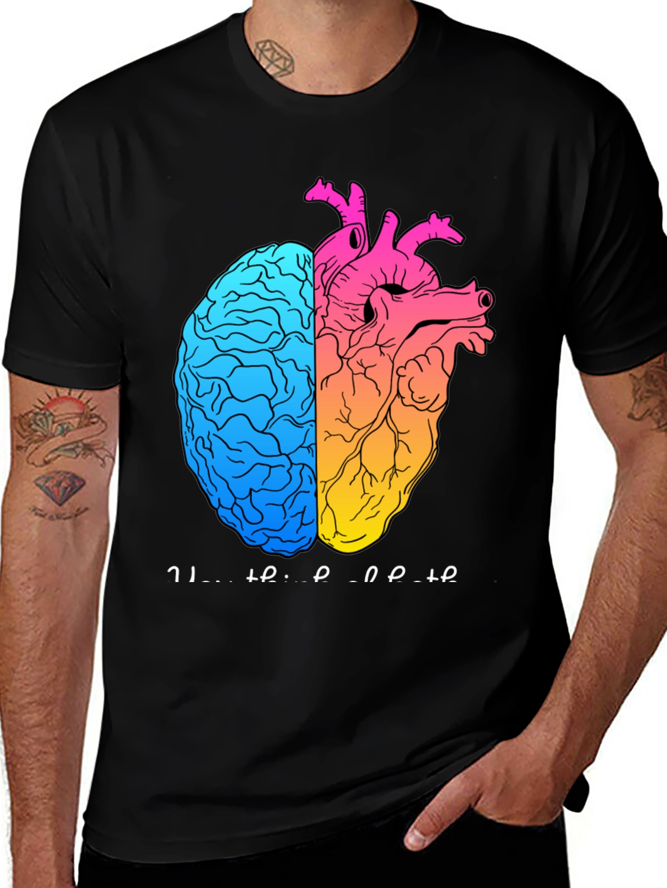 Variant 17 of Brain Heart T-Shirt - Think With Your Heart Tee