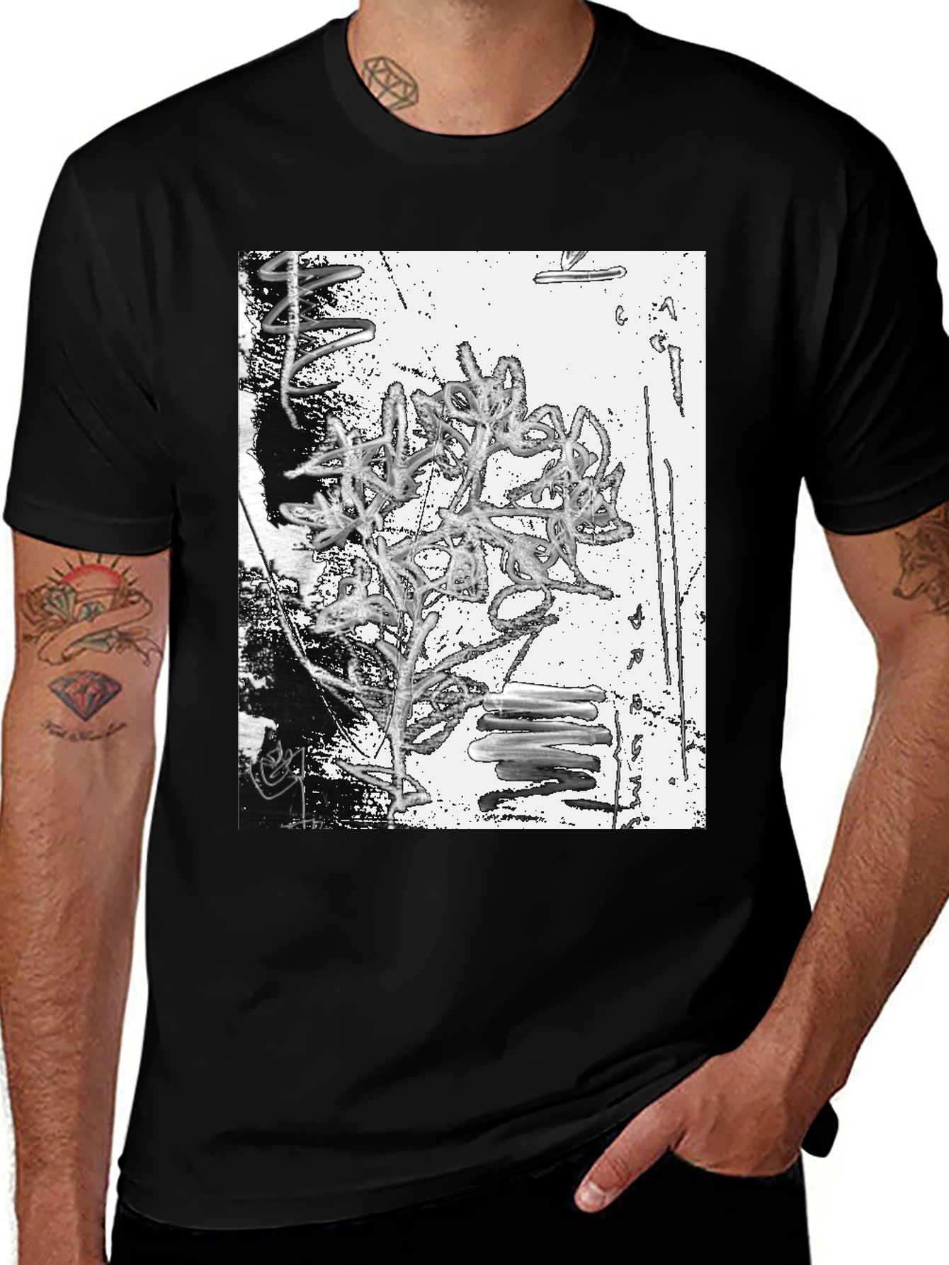 Variant 10 of Abstract Art Print Black T-Shirt