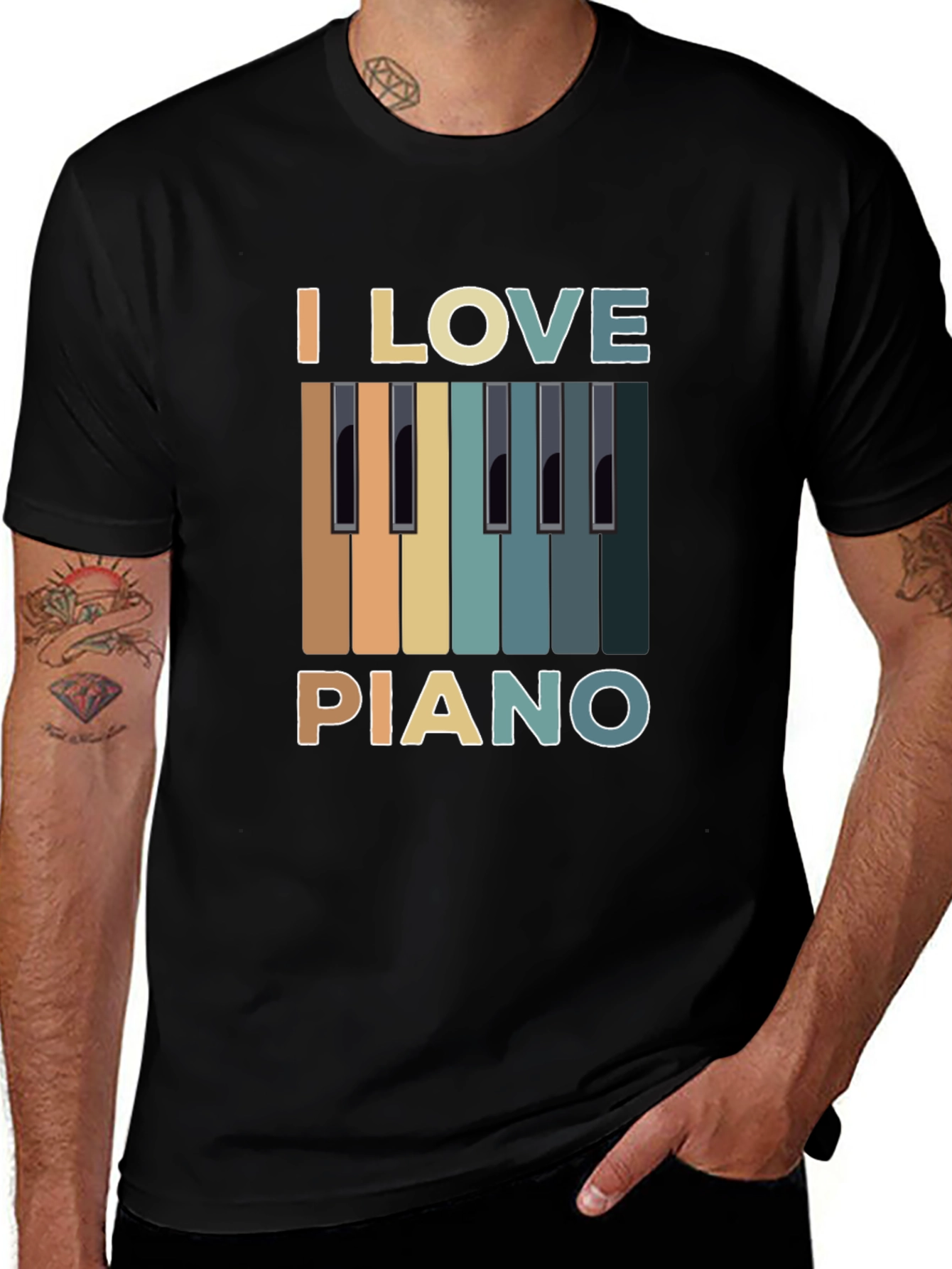 Variant 14 of I Love Piano Graphic T-Shirt - Music Lover Tee