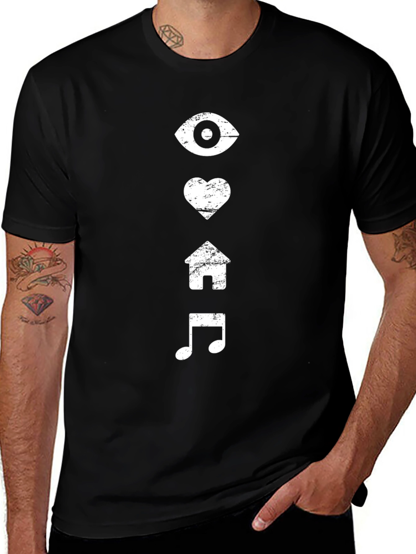 Variant 13 of Eye Heart Home Music Graphic Tee - Black