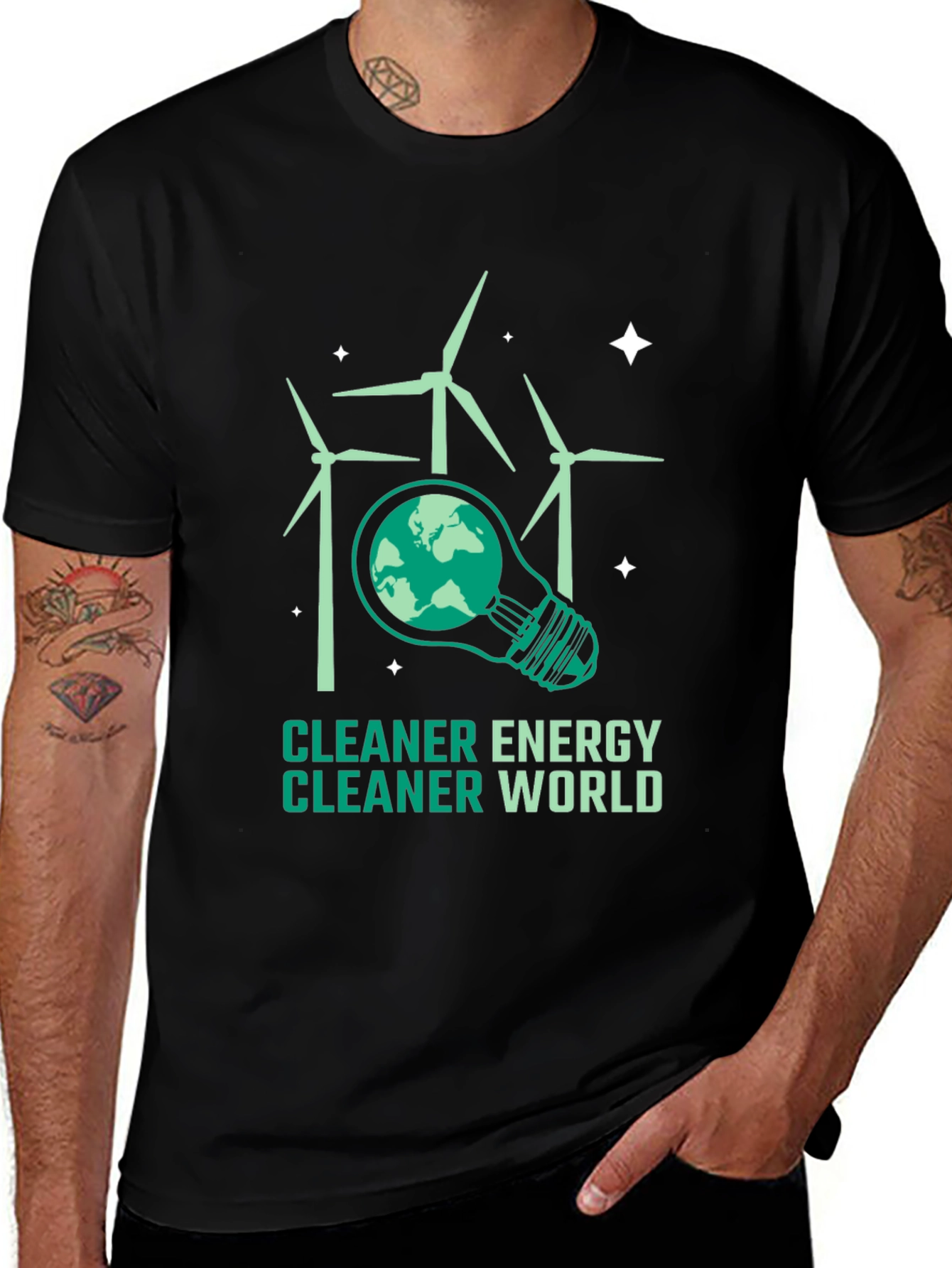 Variant 27 of Eco-Friendly T-Shirt: Cleaner Energy, Cleaner World