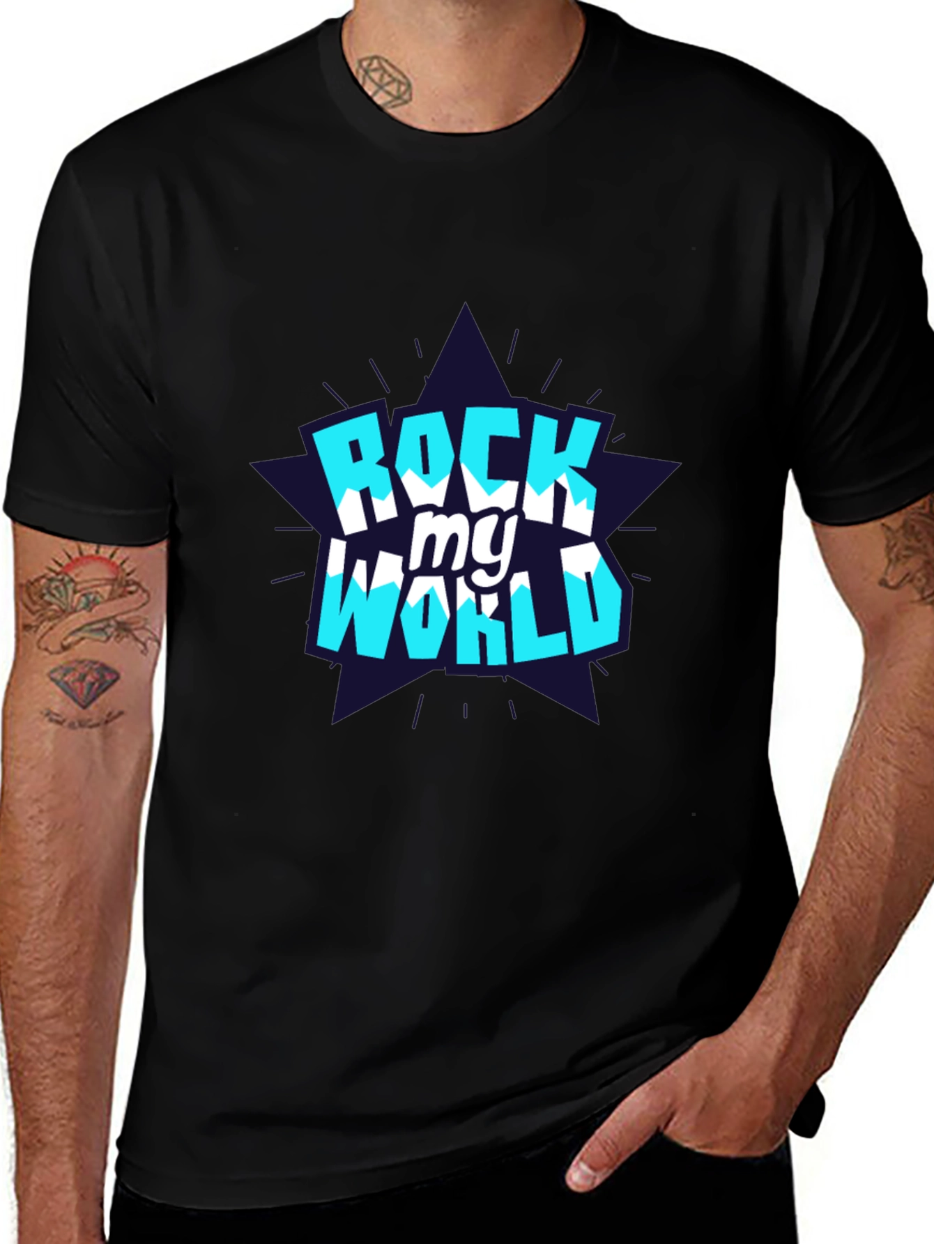 Variant 29 of Rock My World Graphic Tee - Stylish Black Cotton T-Shirt