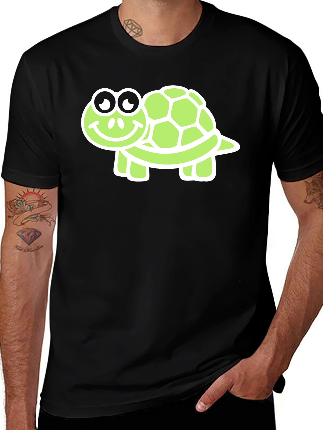 Black Cute Turtle Graphic Tee - Black main image