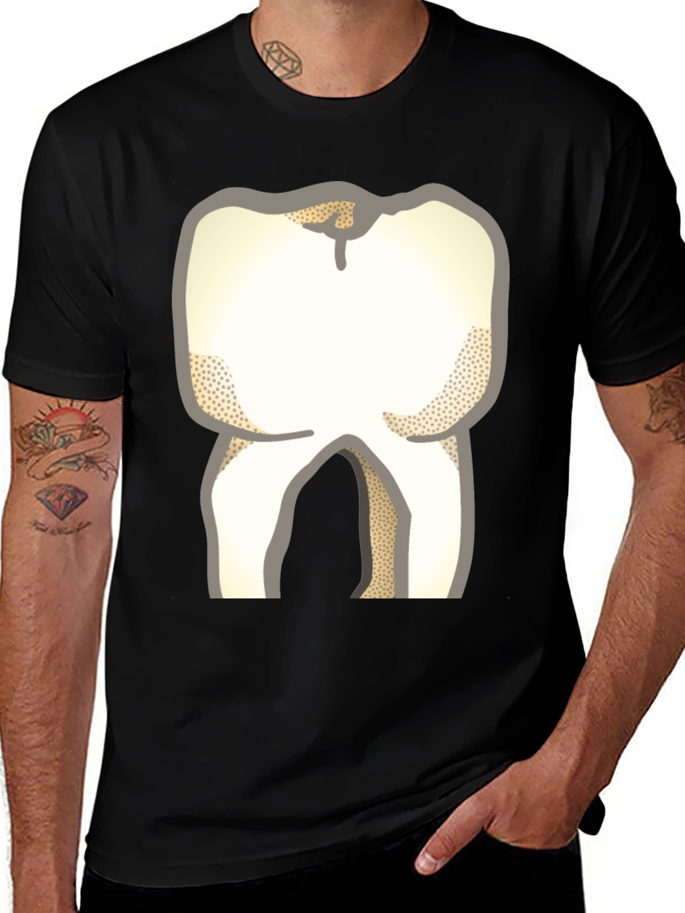Variant 14 of Funny Tooth Graphic Men's Black T-Shirt