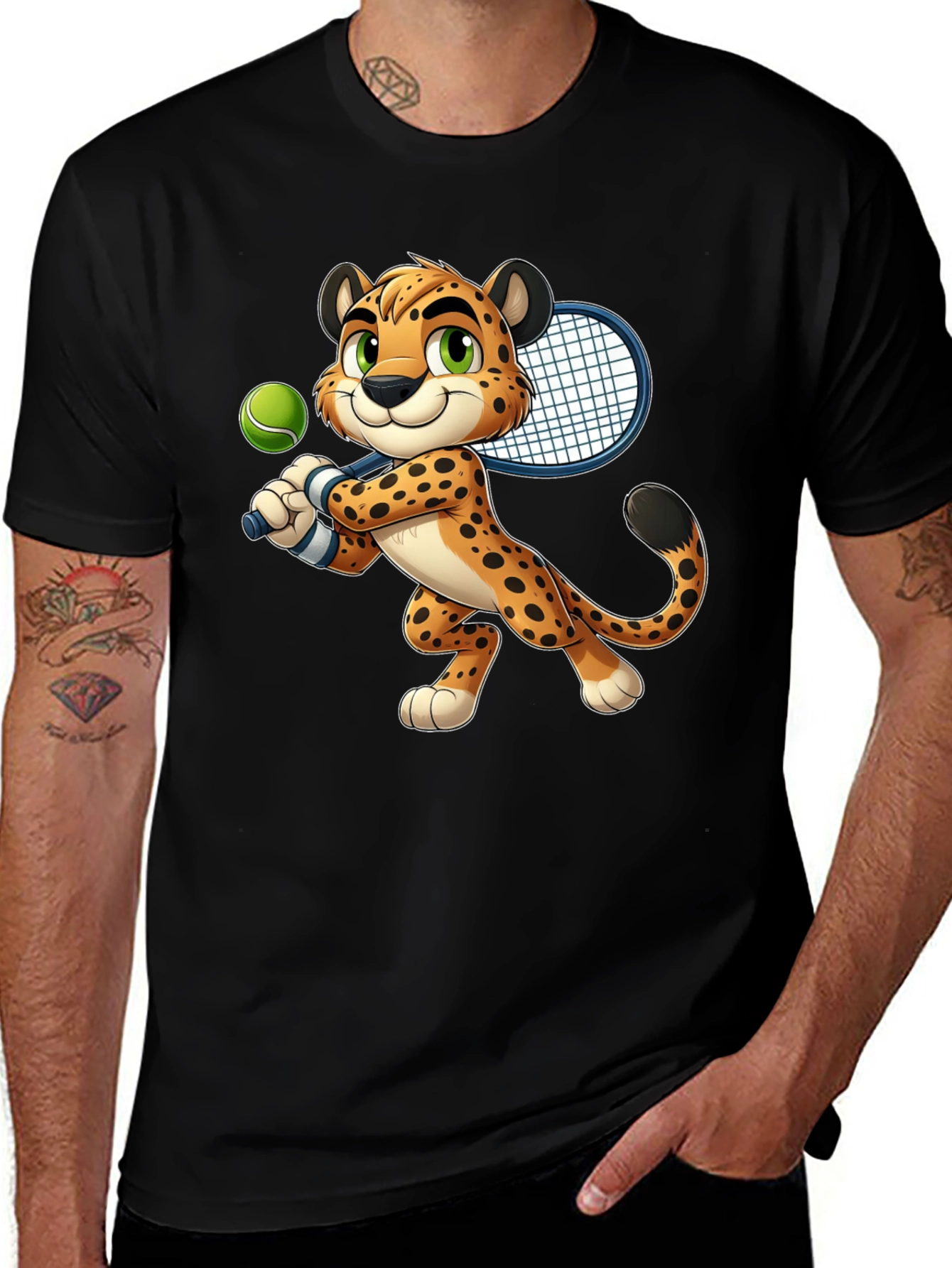 Variant 26 of Cheetah Tennis Player Graphic T-Shirt