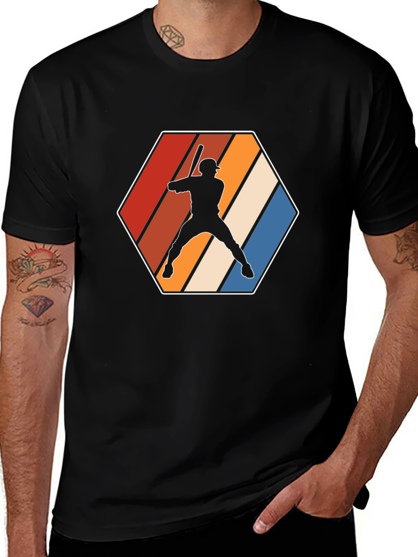 Variant 12 of Retro Baseball Player Graphic Tee - Black