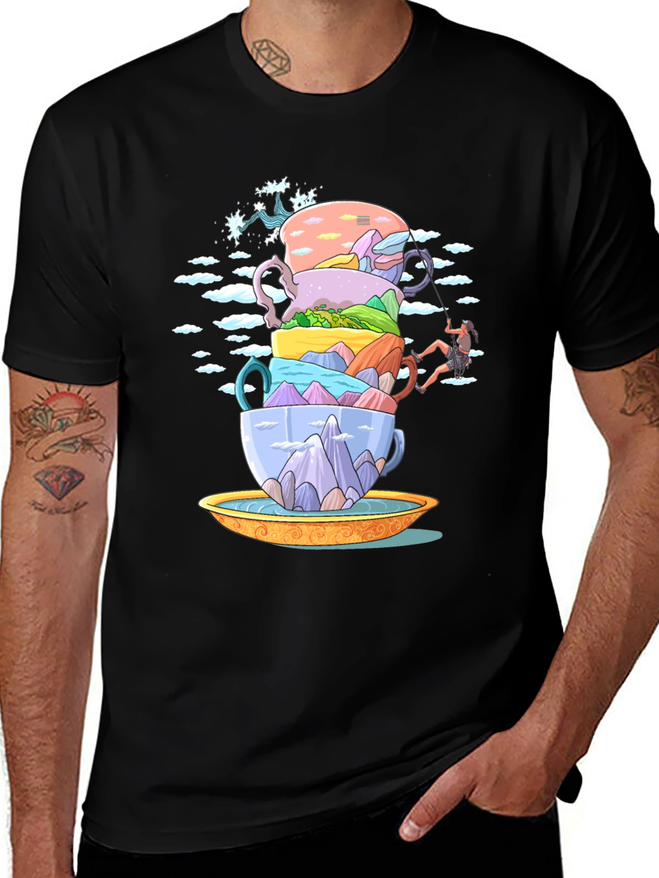 Variant 22 of Stacked Teacups T-Shirt: Adventure Awaits