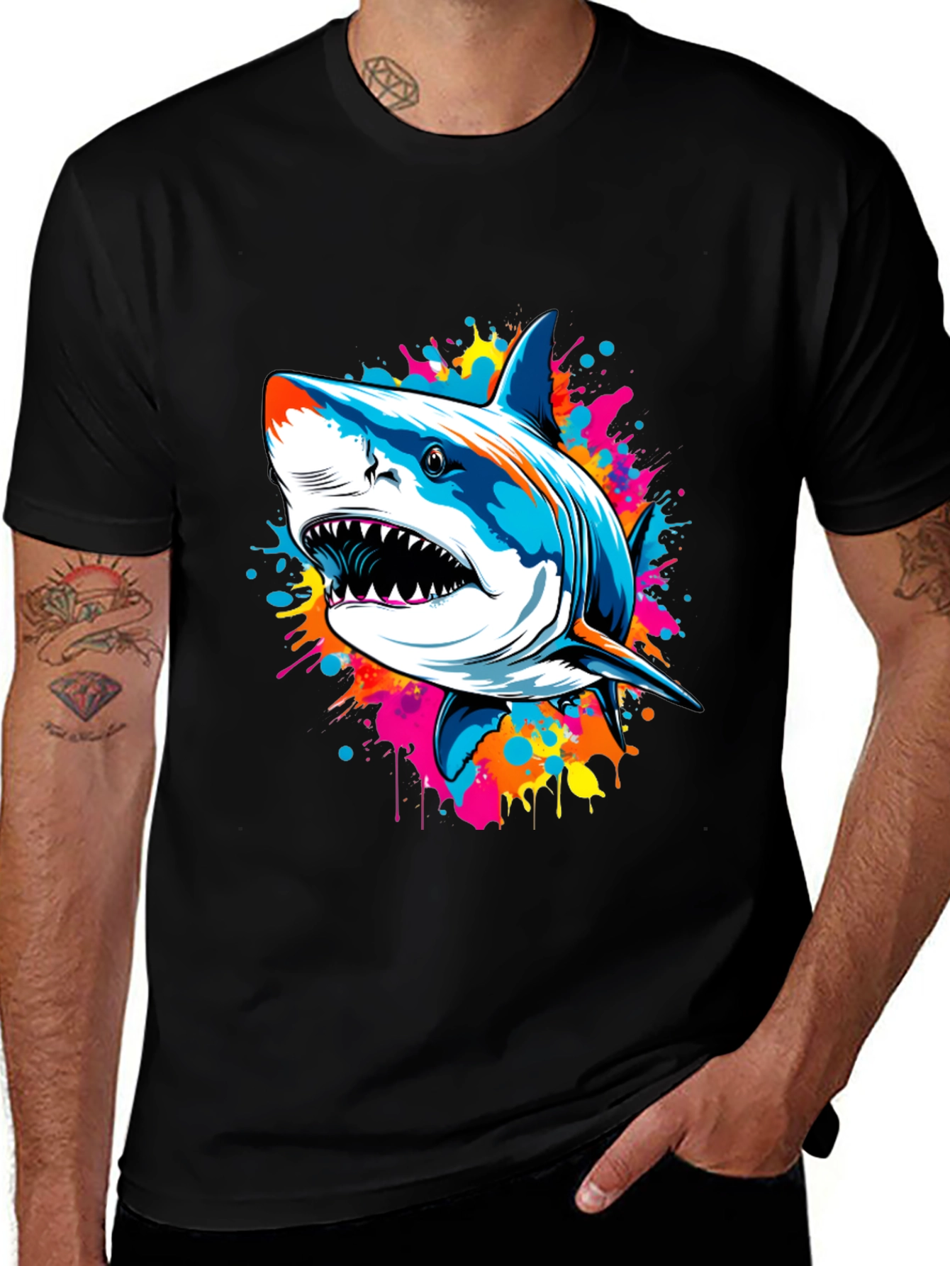 Variant 22 of Shark Splash Graphic Tee - Bold & Unique Design