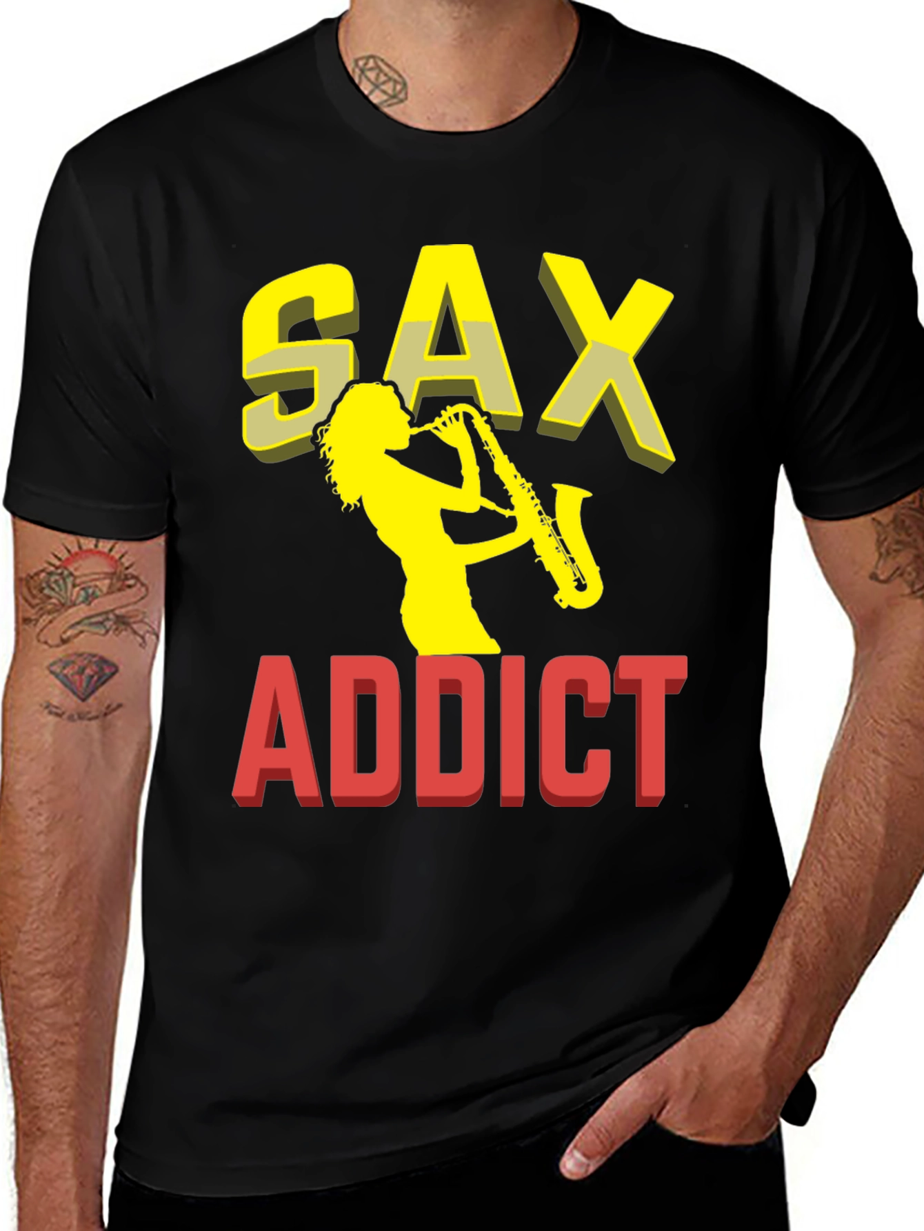 Sax Addict Graphic T-Shirt - Musical Passion Tee