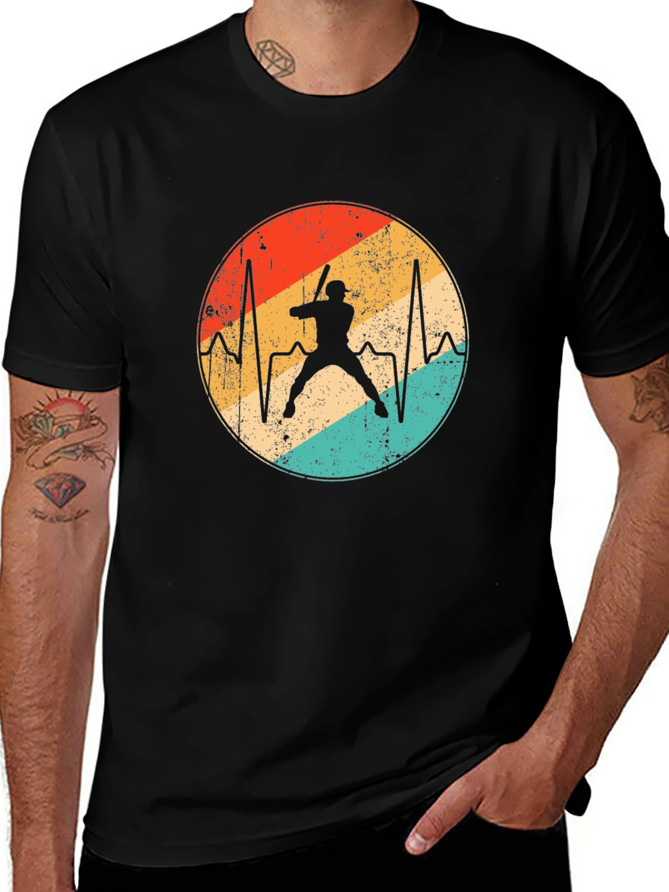 Variant 9 of Baseball Heartbeat T-Shirt - Retro Sports Tee