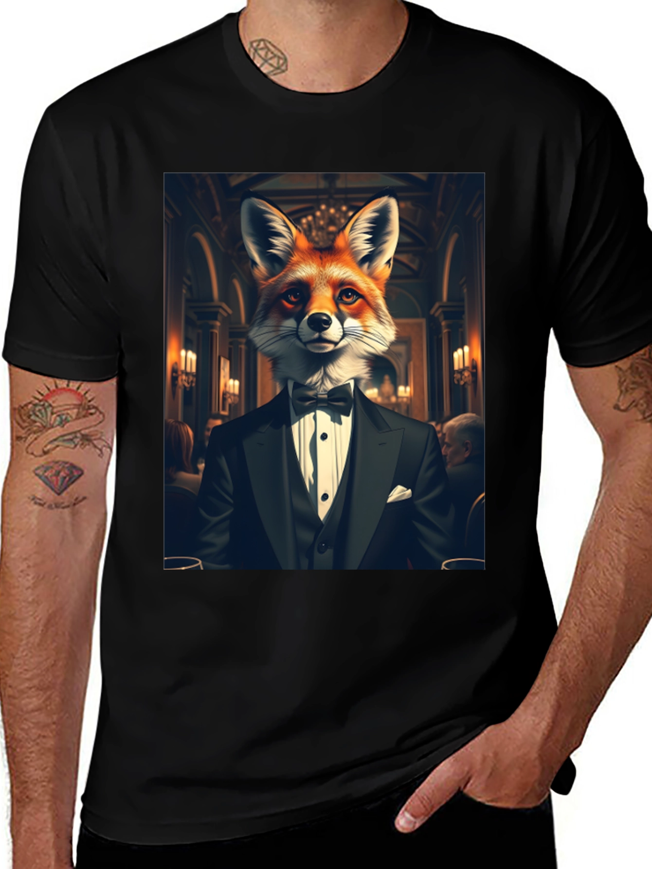Variant 6 of Fox in Tuxedo Graphic Tee - Classy Style