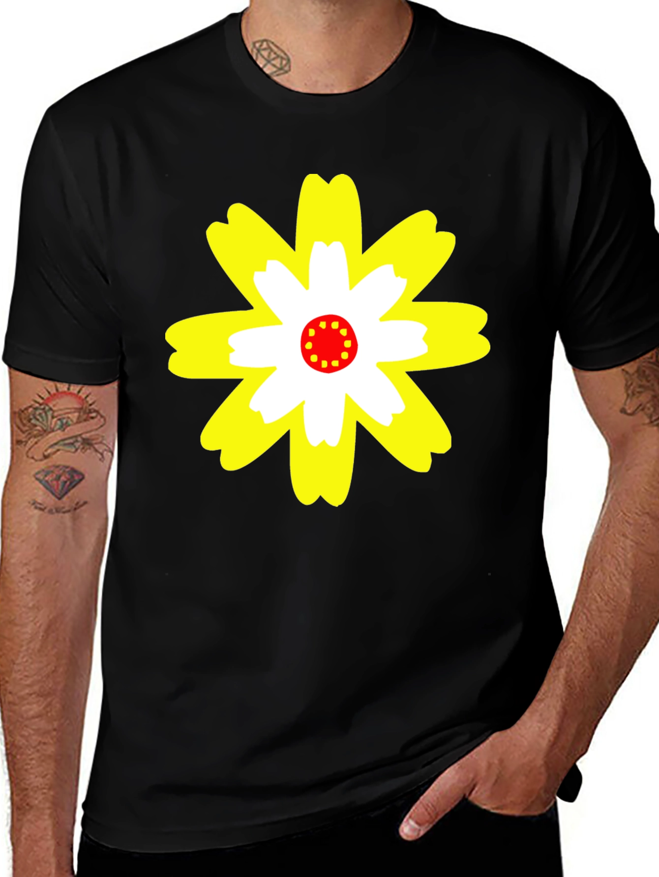 Variant 29 of Flower Power Graphic Tee - Black