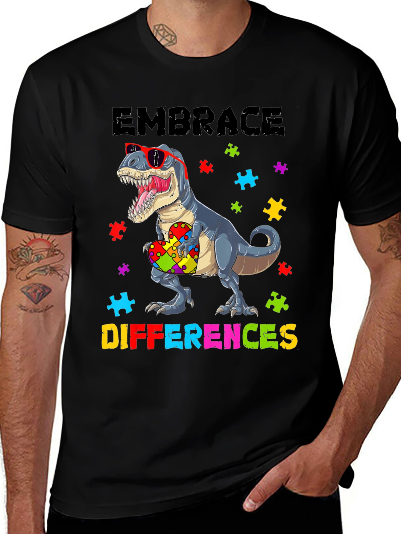 Embrace Differences T-Rex Autism Awareness Shirt