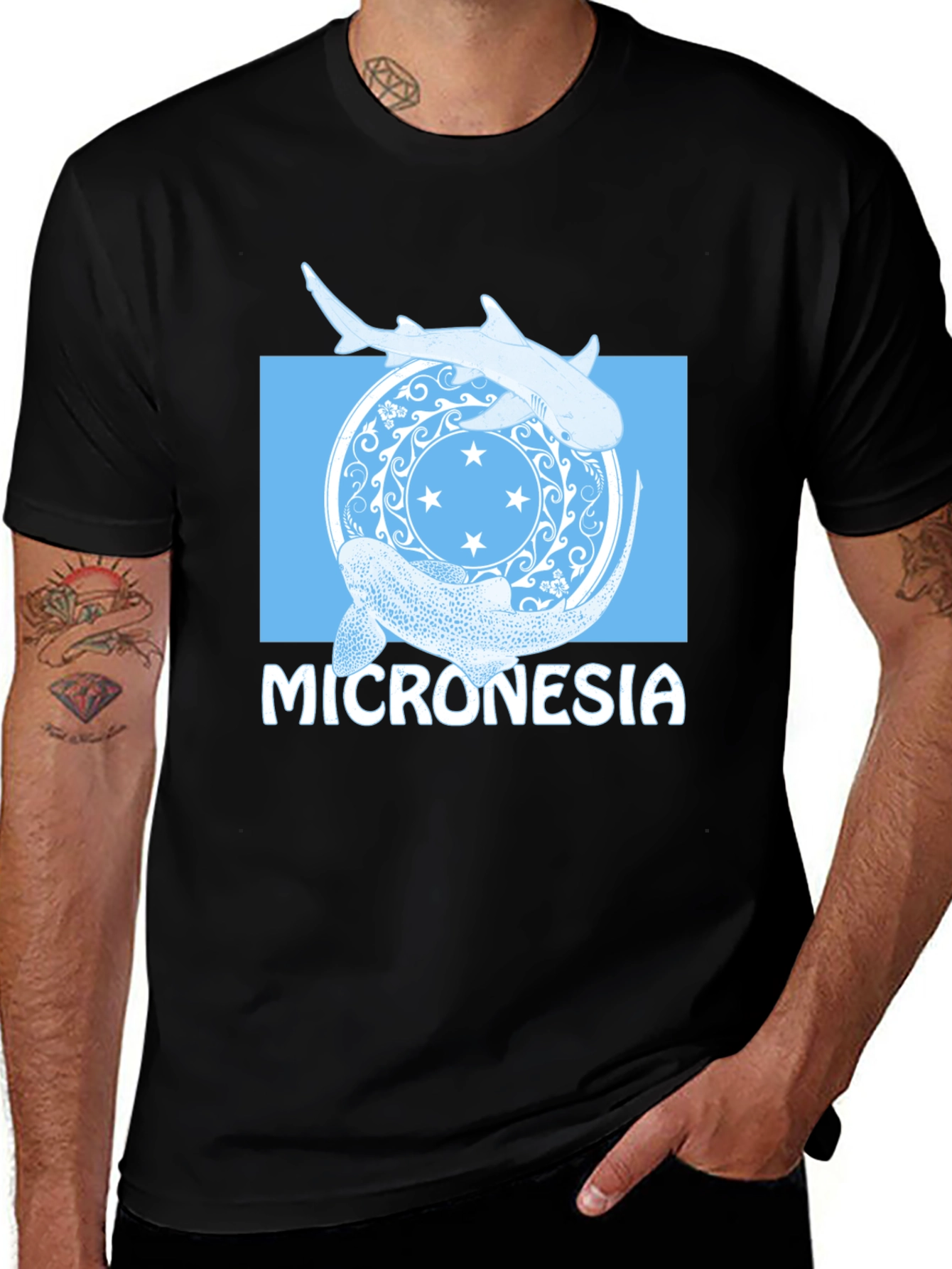 Micronesia Shark Graphic T-Shirt - Black