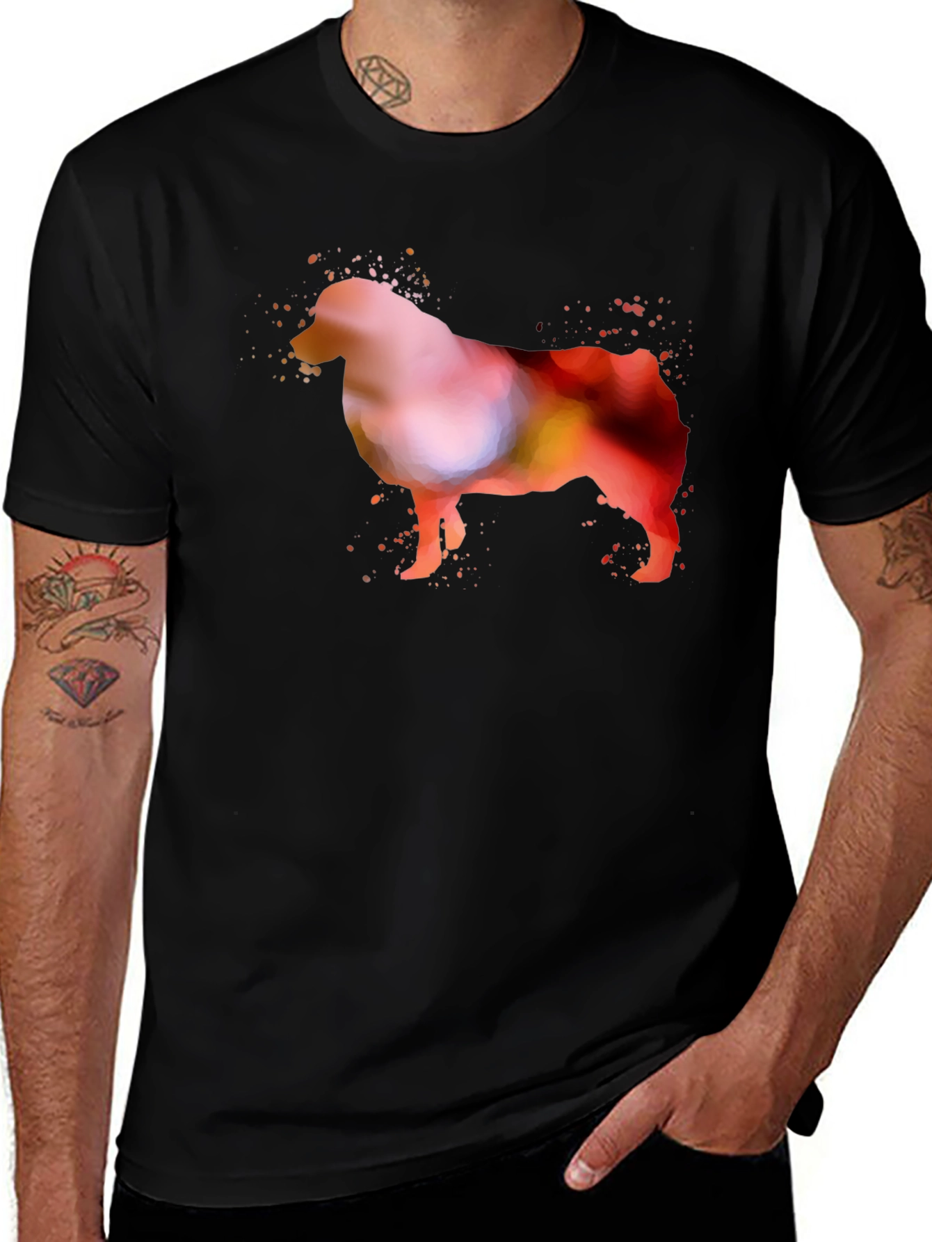Variant 12 of Dog Watercolor Art Black T-Shirt