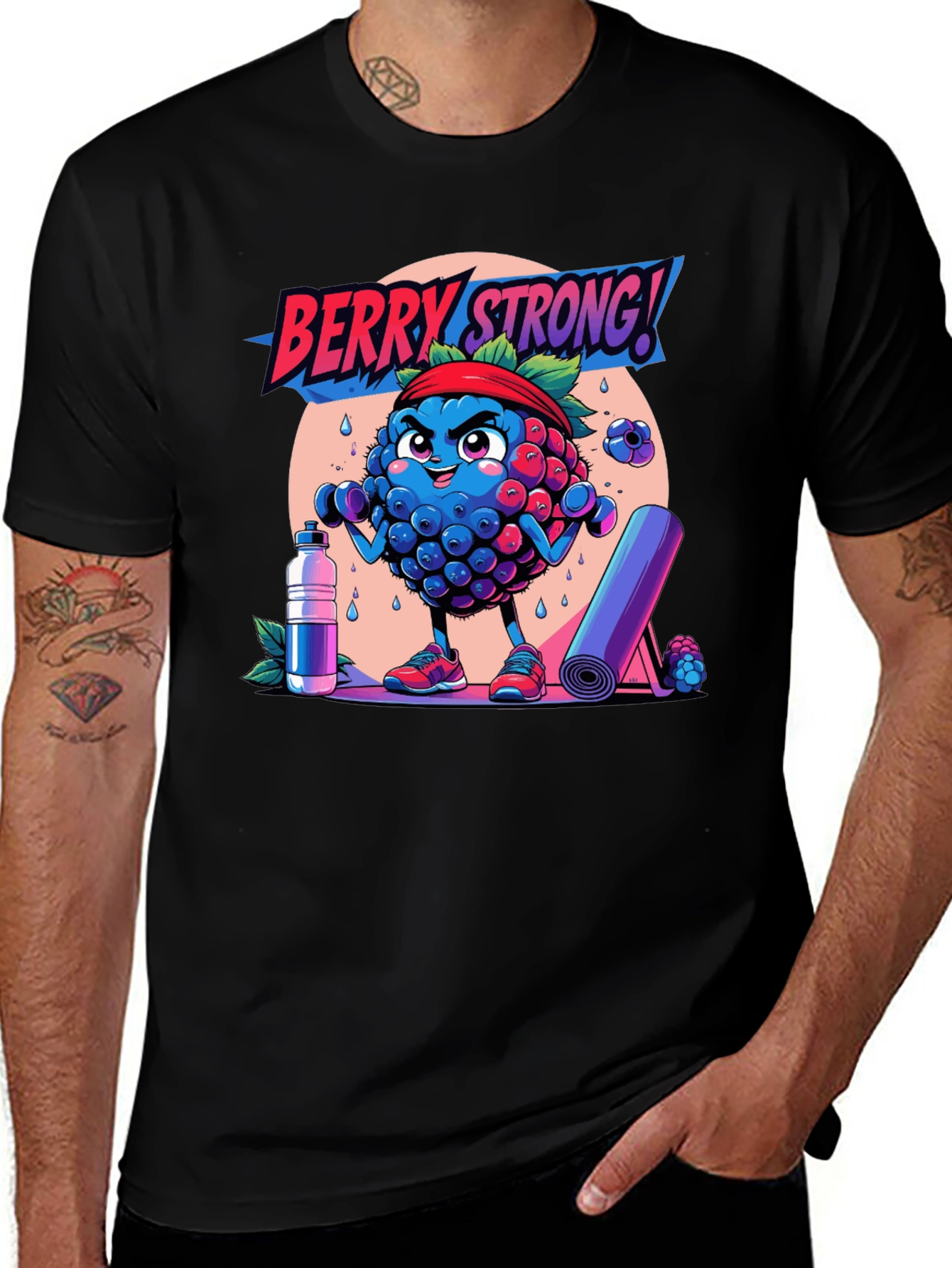 Variant 13 of Berry Strong! Graphic Tee - Workout Motivation
