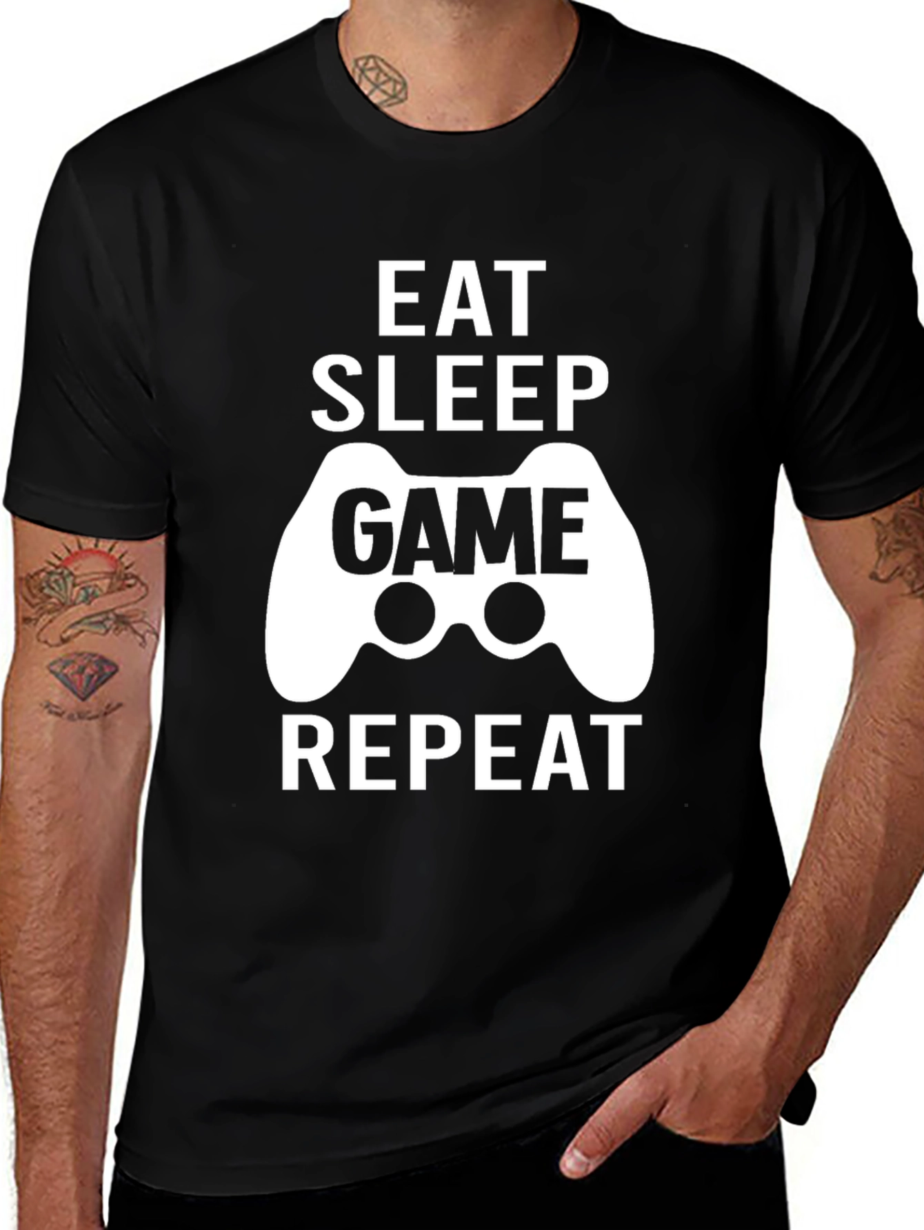 Eat Sleep Game Repeat Graphic Tee - Gamer Shirt