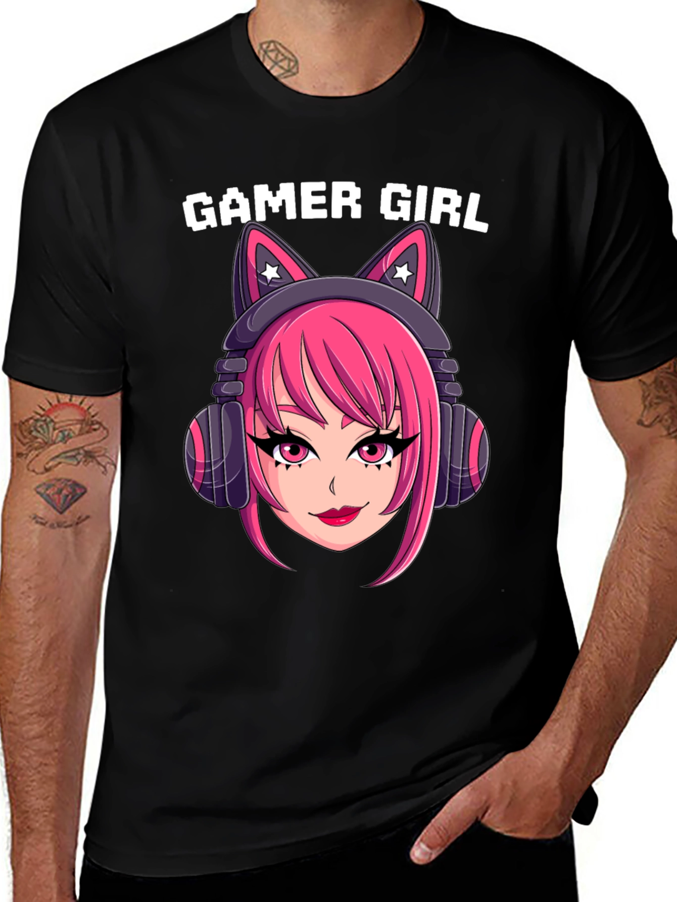Variant 7 of Gamer Girl T-Shirt - Anime Style Headphone Design