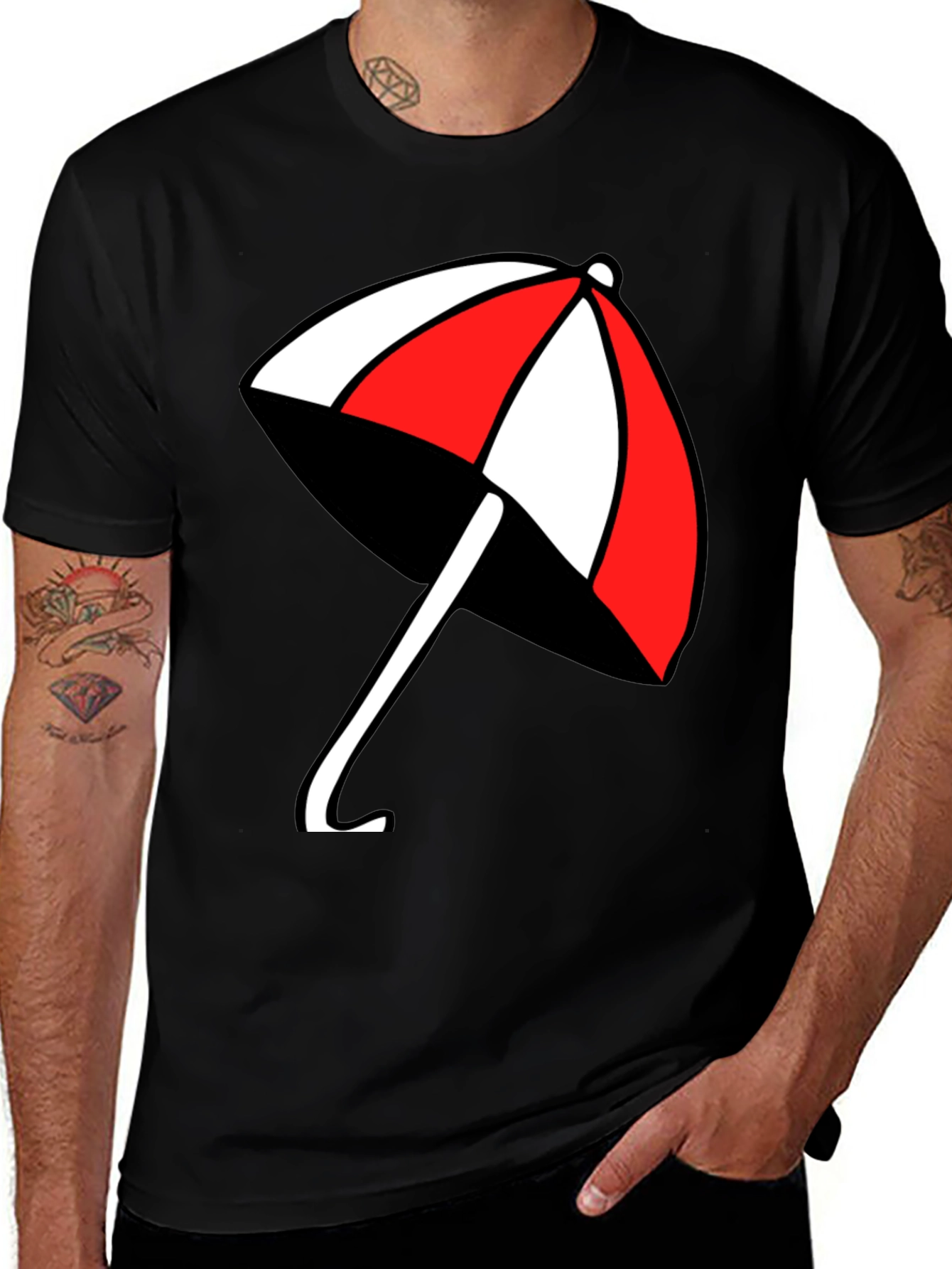 Variant 30 of Umbrella Graphic T-Shirt - Casual Black Tee
